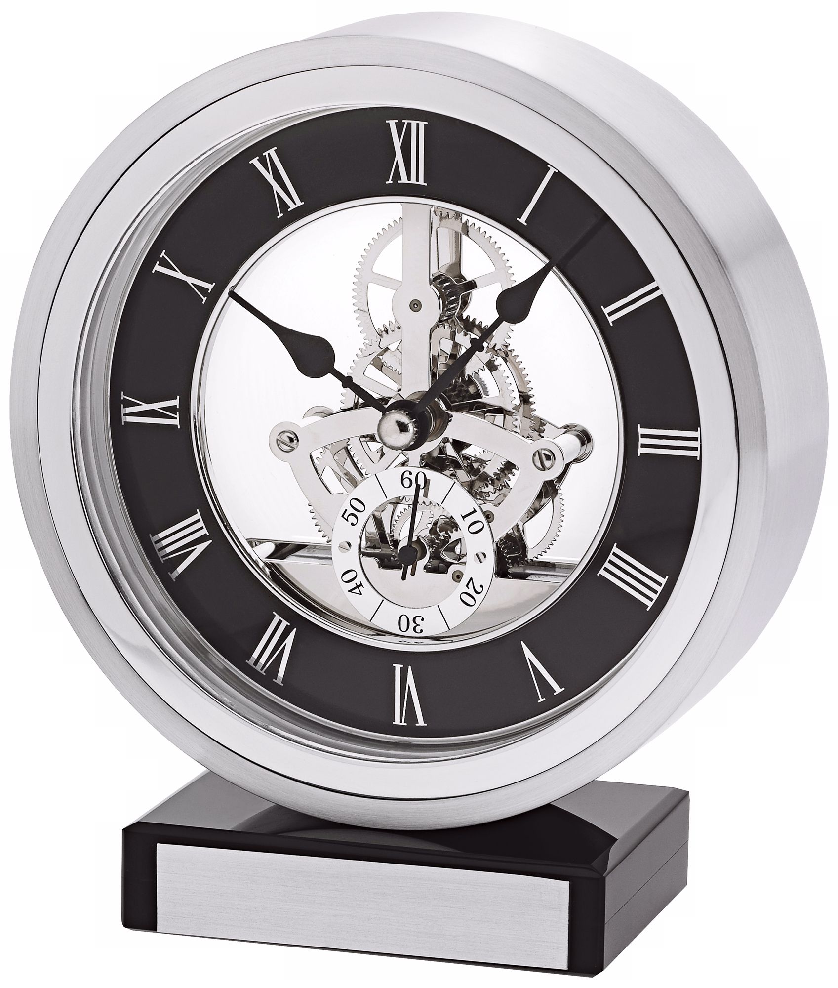 Omni Brushed Aluminum 6 1/4" High Bulova Mantel Clock