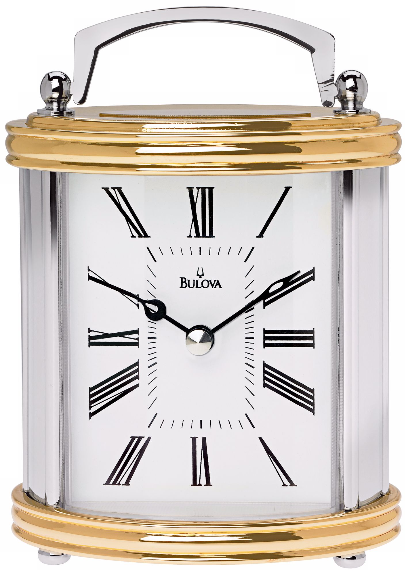 Dominion Brass and Chrome 5 1/4" High Bulova Mantel Clock