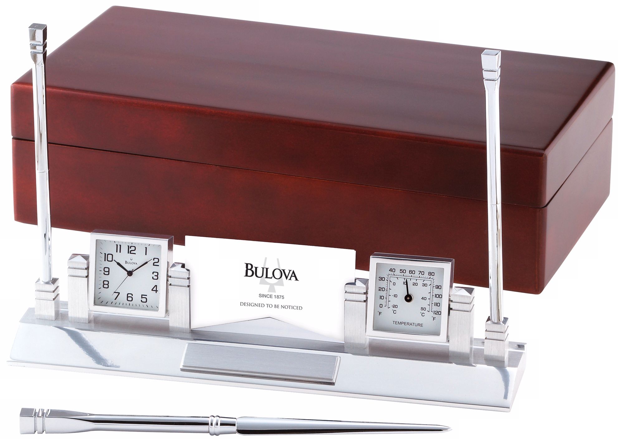 Apex 10 1/2" Wide Executive Bulova Desk Clock