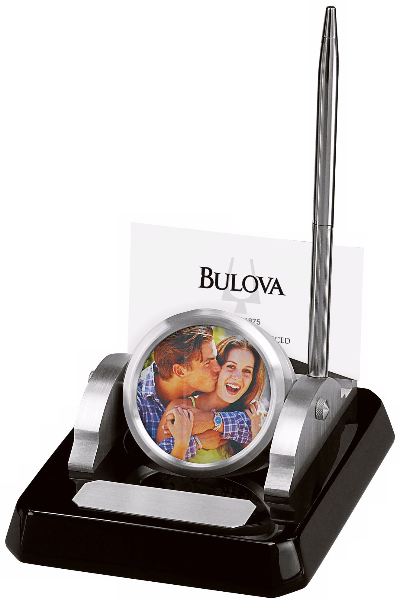 Consul Photo Frame 5 1/2" High Executive Bulova Desk Clock