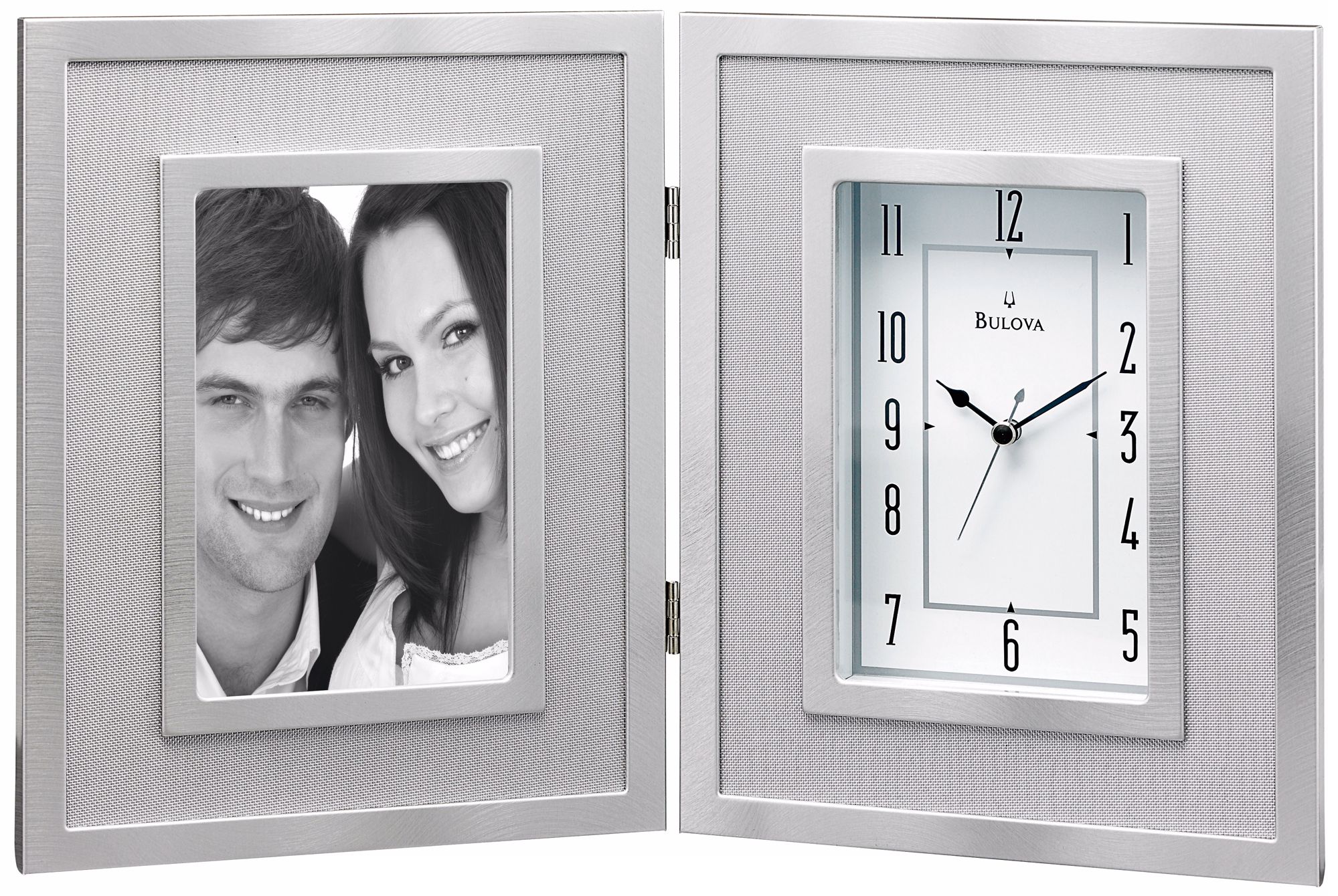 Carlson 14 1/4" Wide Picture Frame Bulova Desk Clock