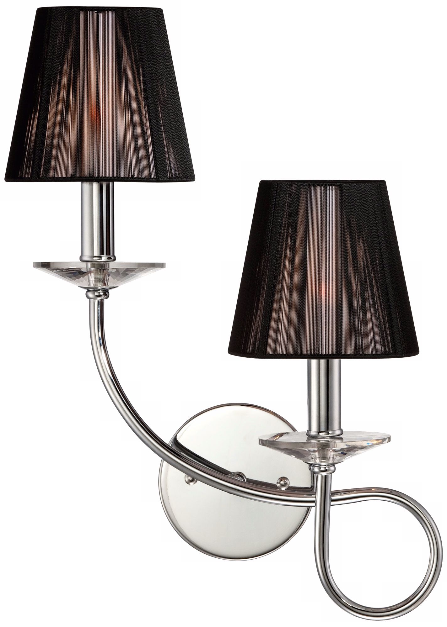 Double Swirl Left Side 16 1/2" High Chrome Wall Sconce