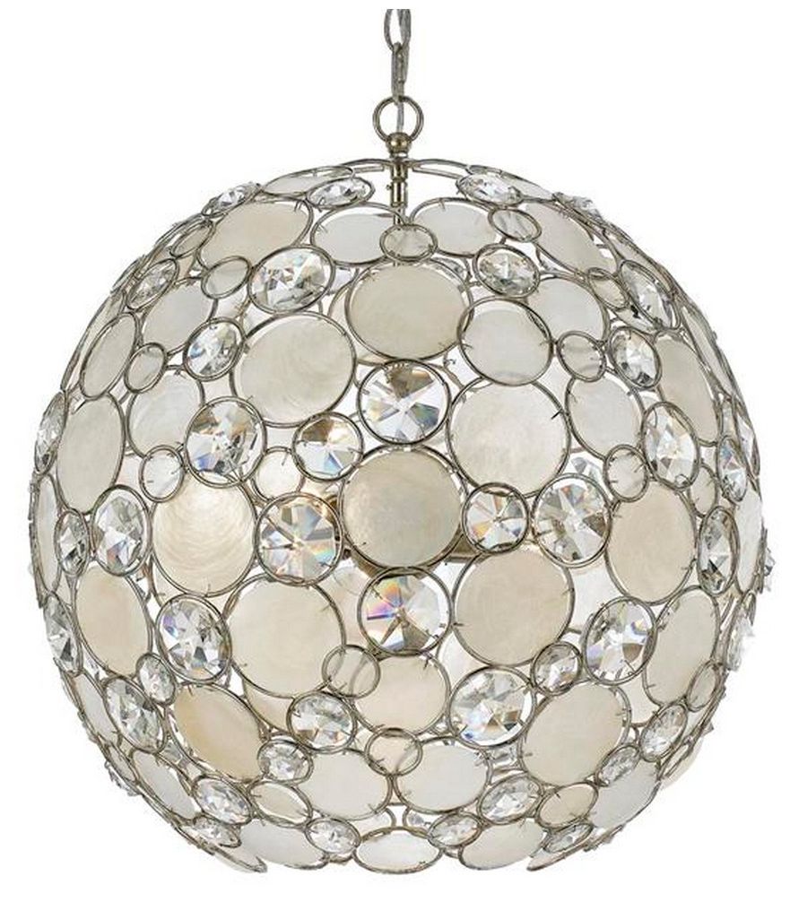 Crystorama Palla 21" Wide Antique Silver Pendant Light