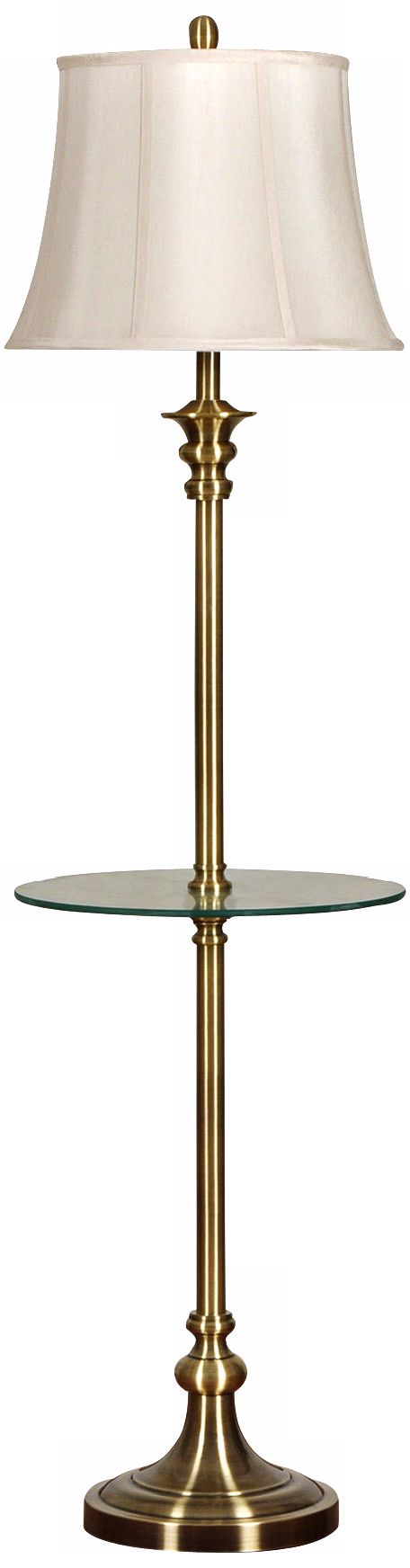 Antique Brass Gallery Tray Table Floor Lamp