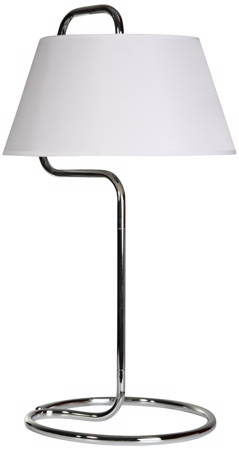 Chrome Gallery with White Shade Table Lamp