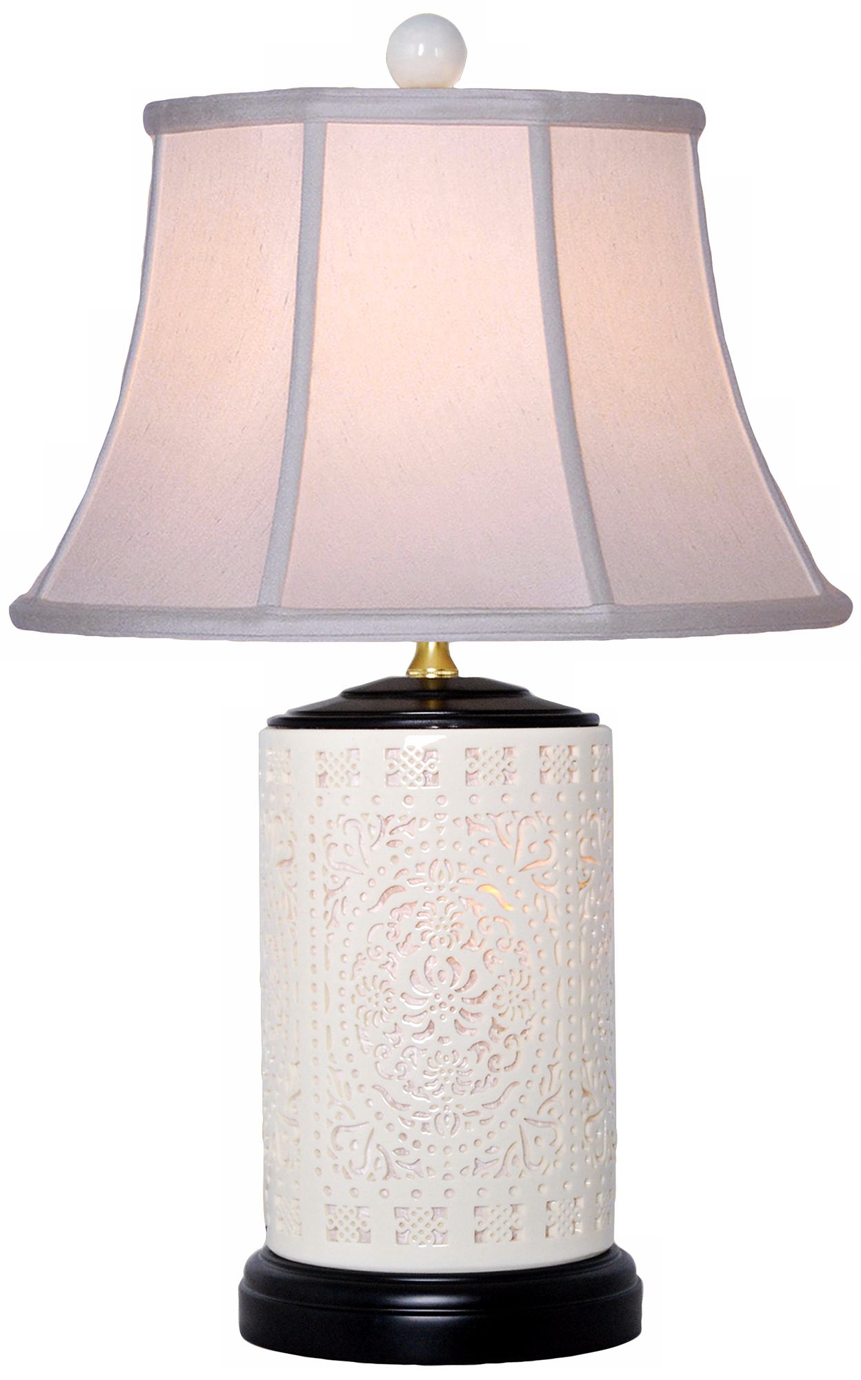 Pierced Bone China British Bell Shade Night Light Table Lamp