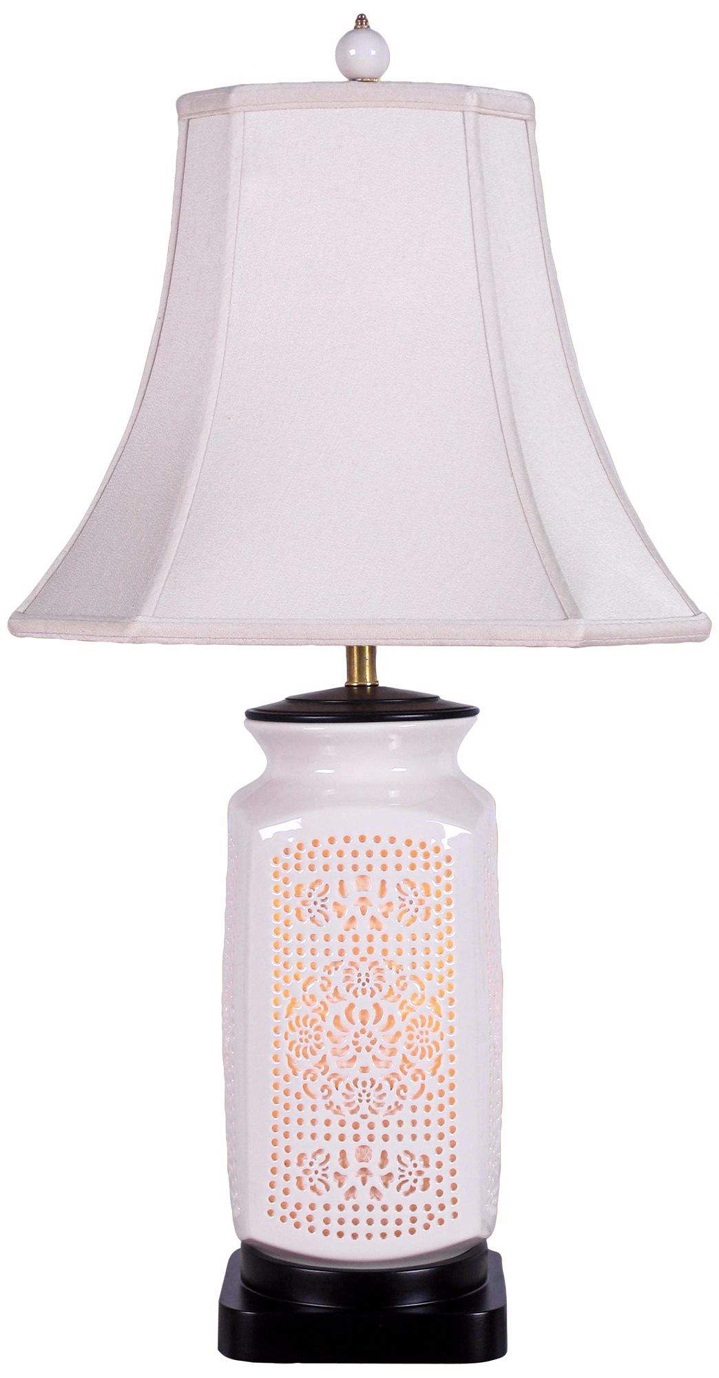 Pierced Bone China Square Bell Shade Night Light Table Lamp