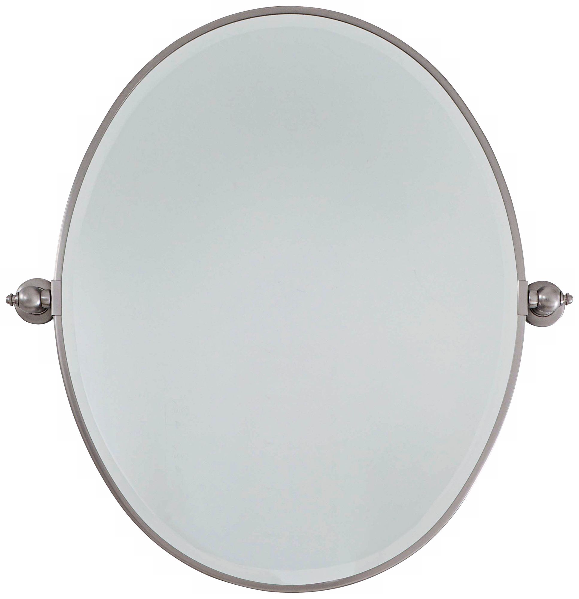 Brushed Nickel Plated Steel 25" Wide Oval Wall Mirror