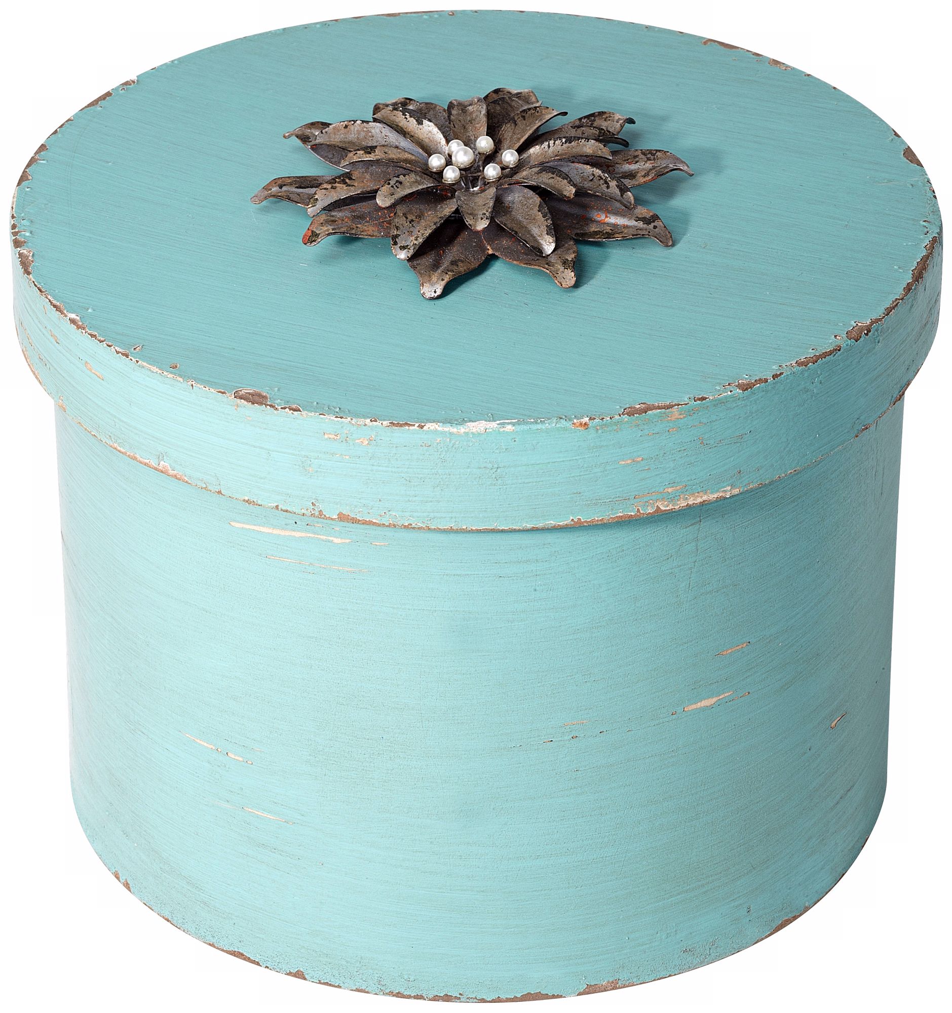 Antiqued Turquoise Sky Decorative Wood Box