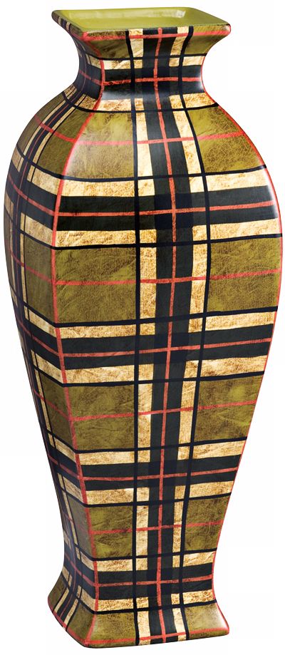 Kichler Malcolm 16" High Plaid Decorative Porcelain Vase