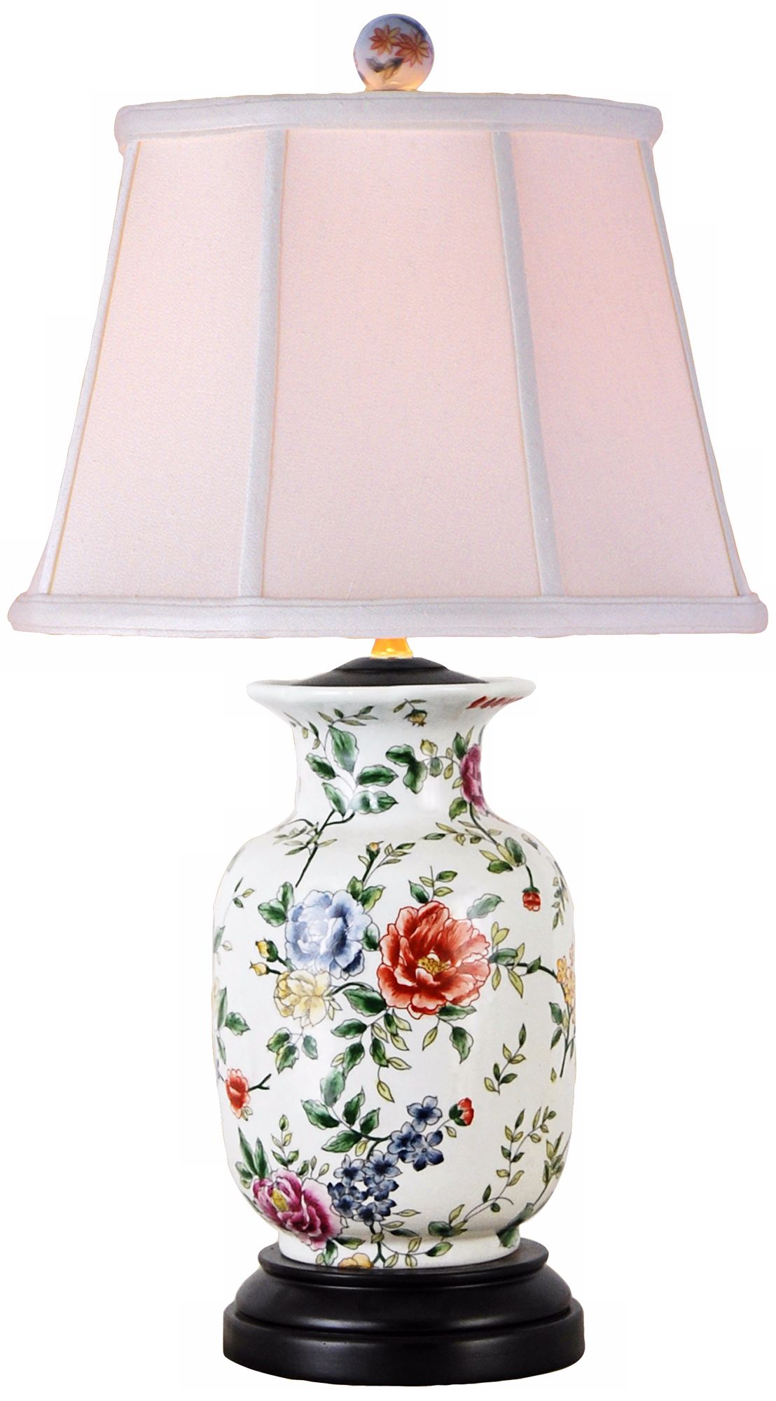 Rose and Floral Urn Porcelain Table Lamp