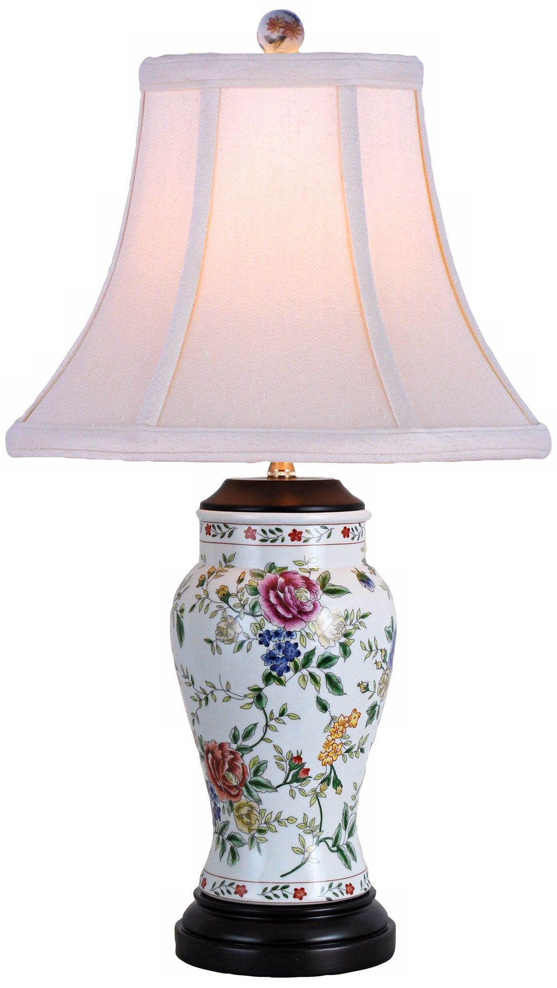 Rose and Floral Vase Porcelain Table Lamp