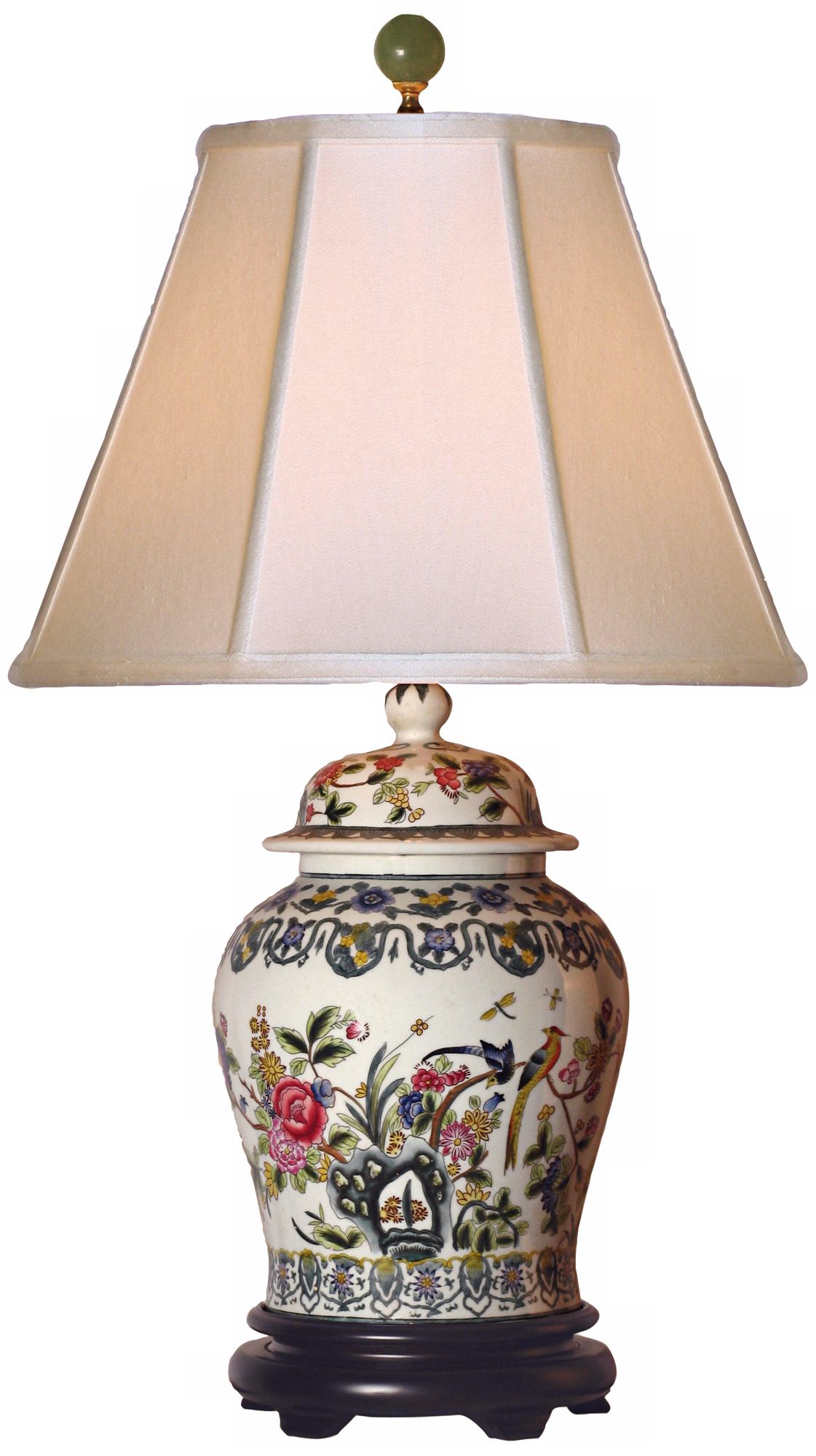 Famille Rose Temple Jar Porcelain Table Lamp