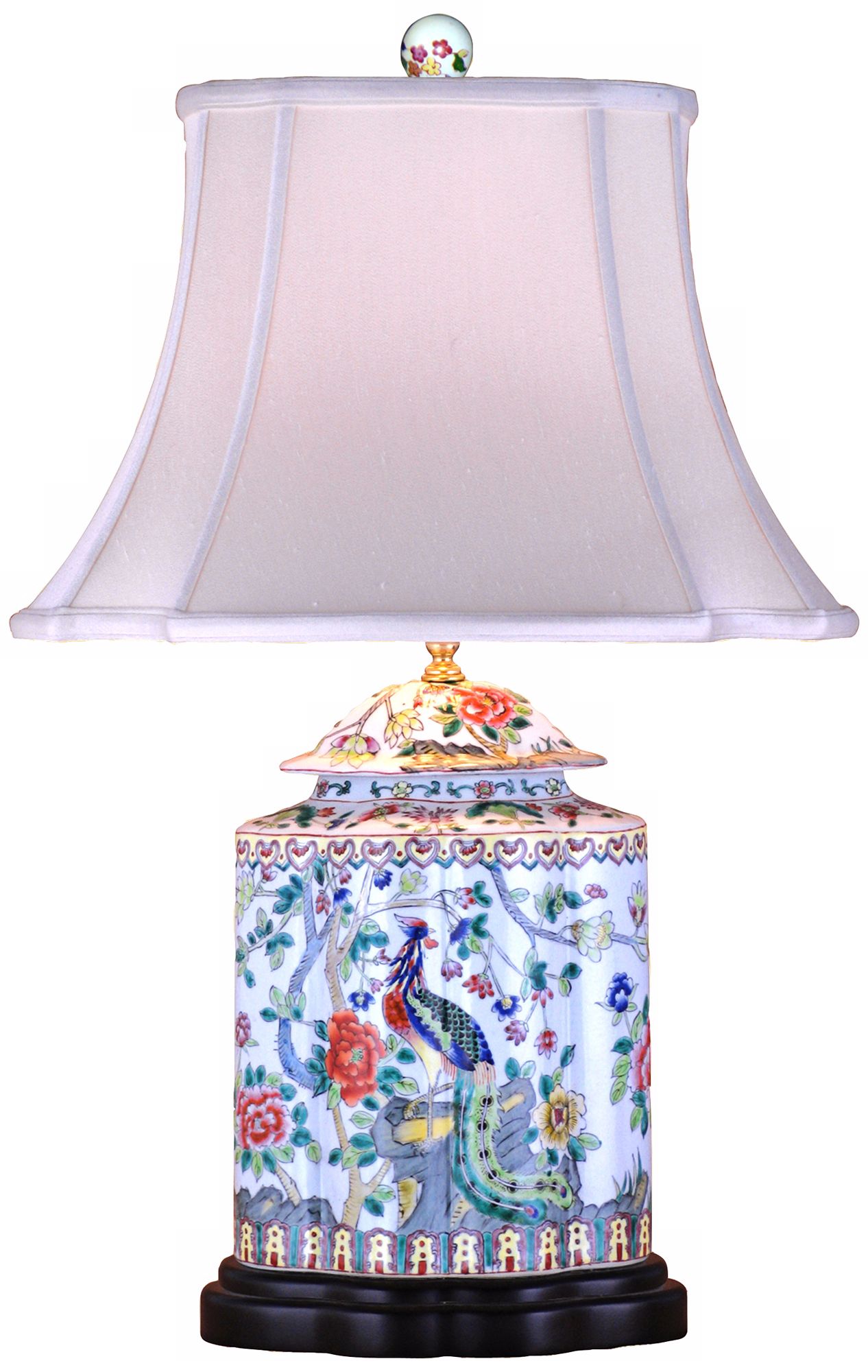 Famille Rose Scalloped Tea Jar Porcelain Table Lamp