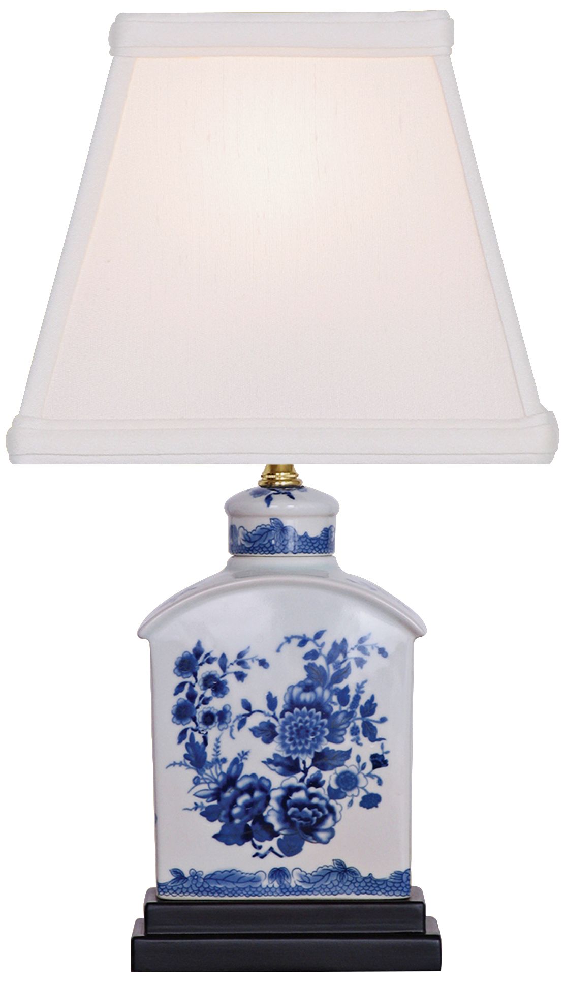 Floral Blue and White Mini Tea Jar Porcelain Table Lamp