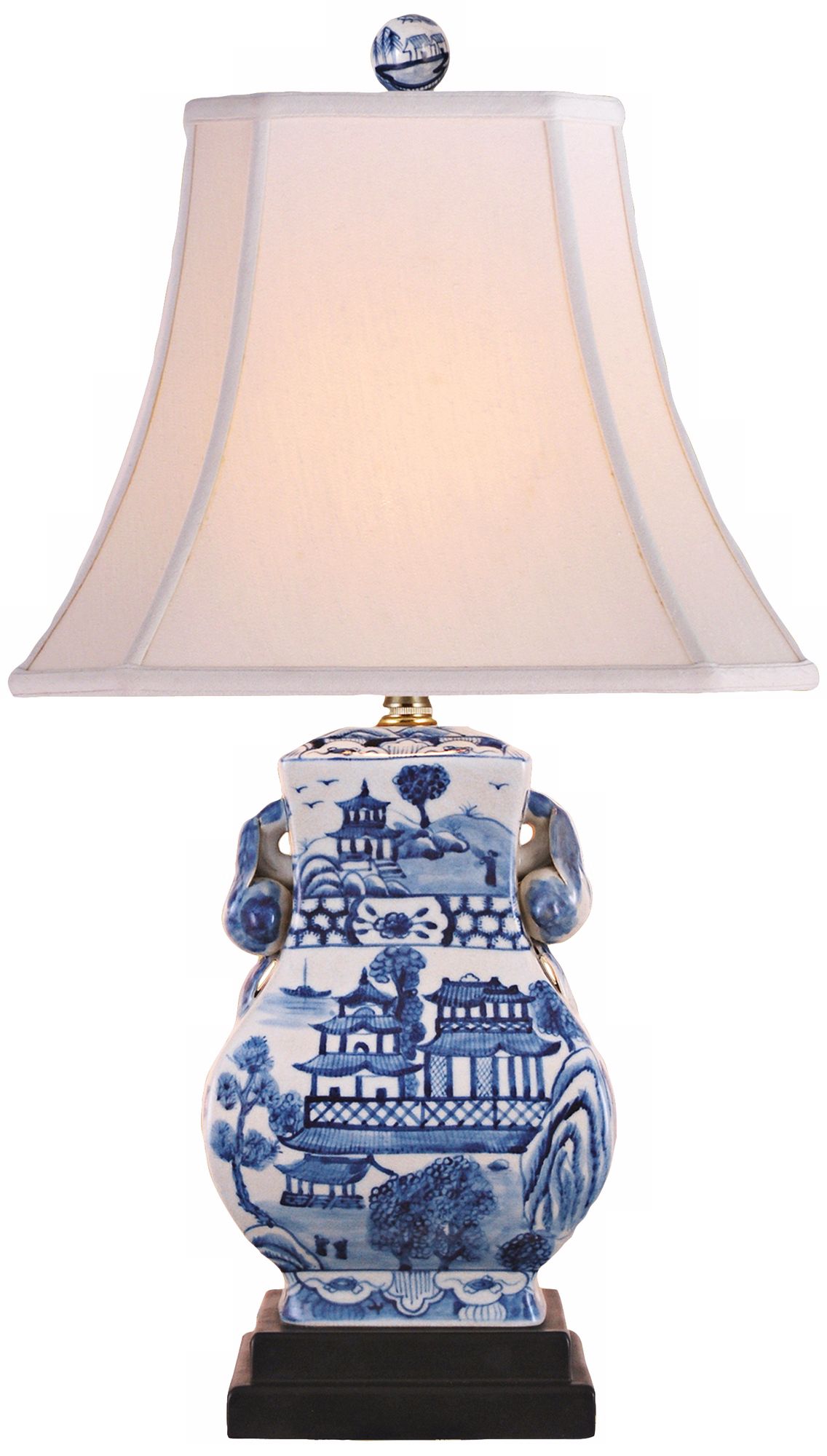 Landscape Blue and White Urn Porcelain Table Lamp