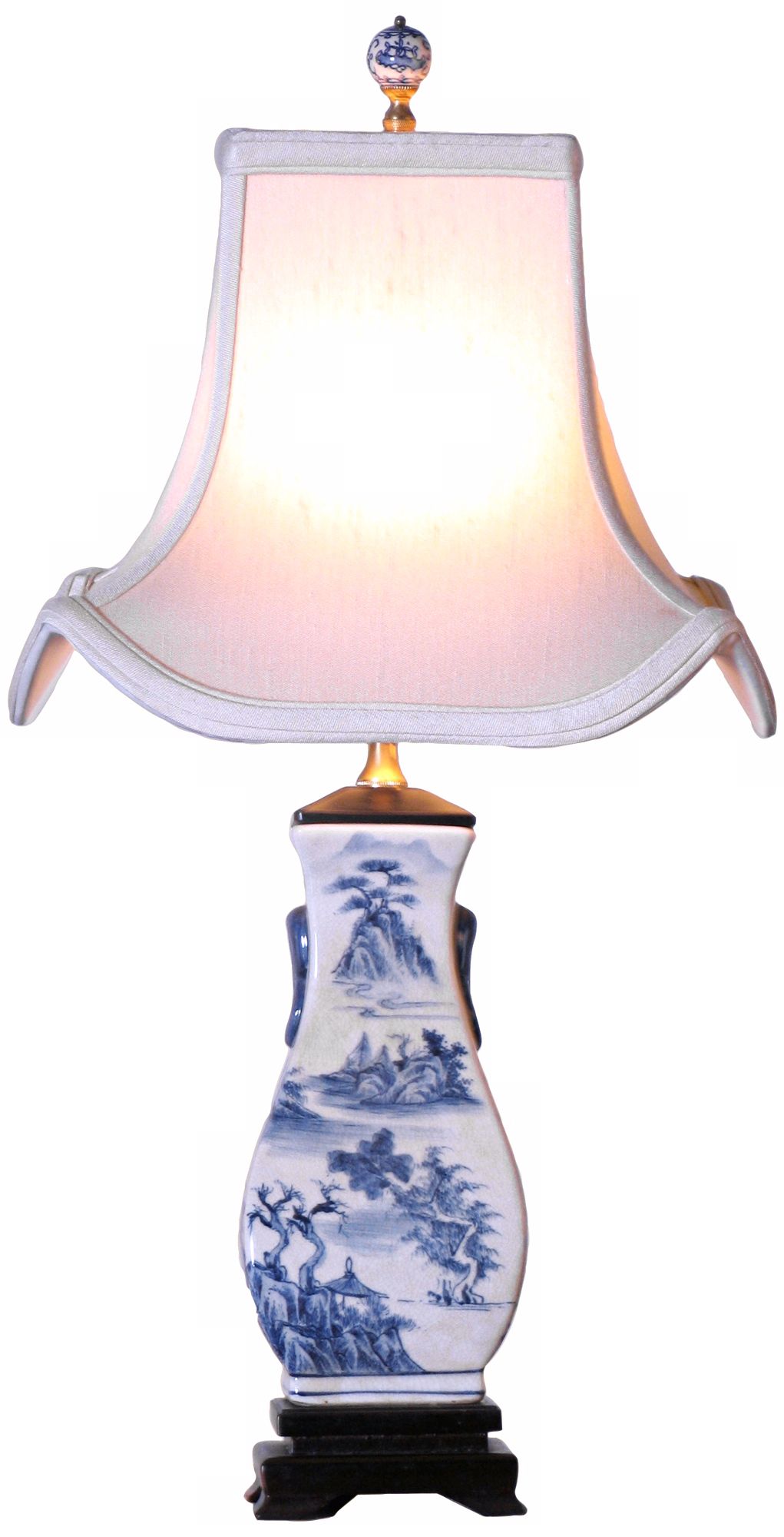 Canton Blue and White with Pagoda Shade Porcelain Table Lamp