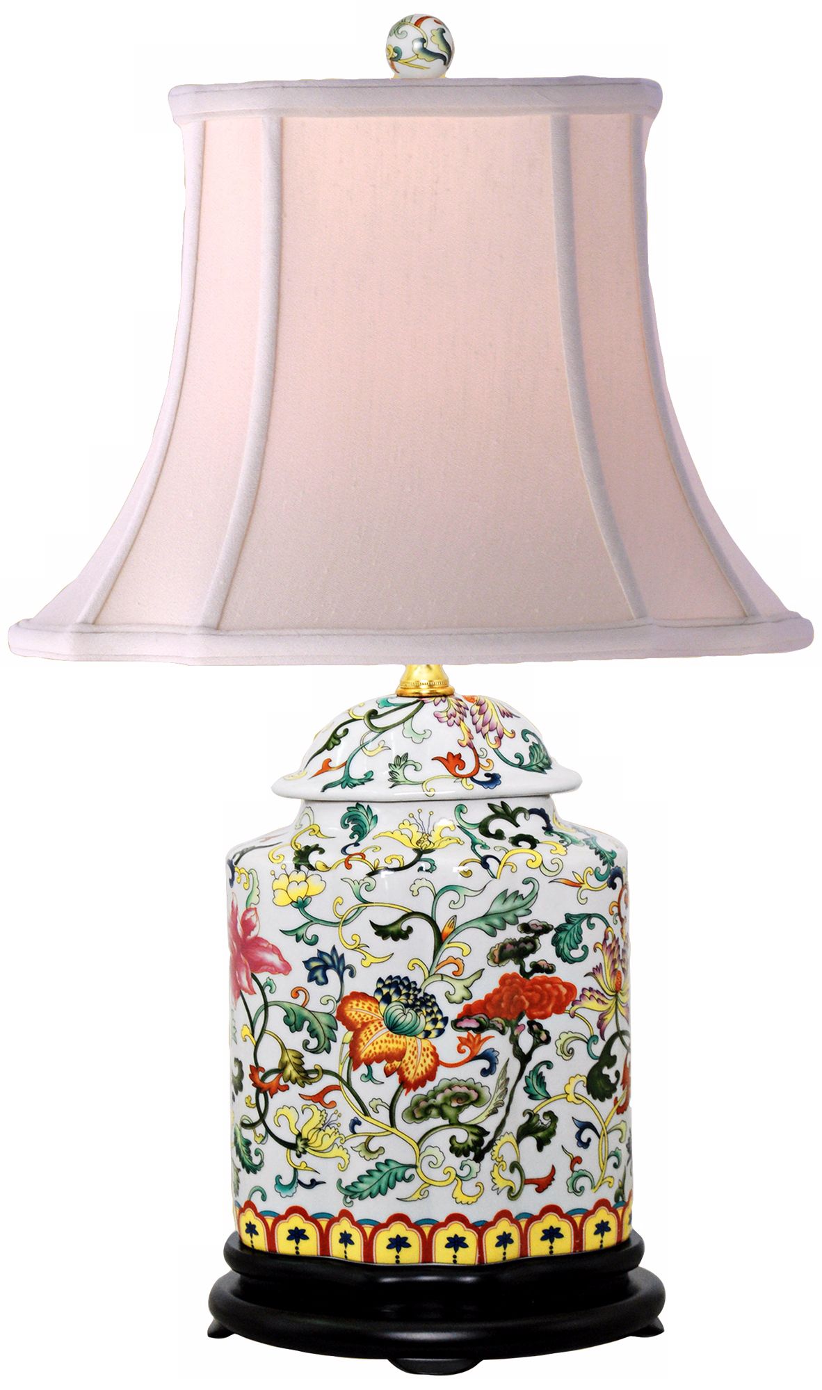 Scrolled Floral Jar Porcelain Table Lamp