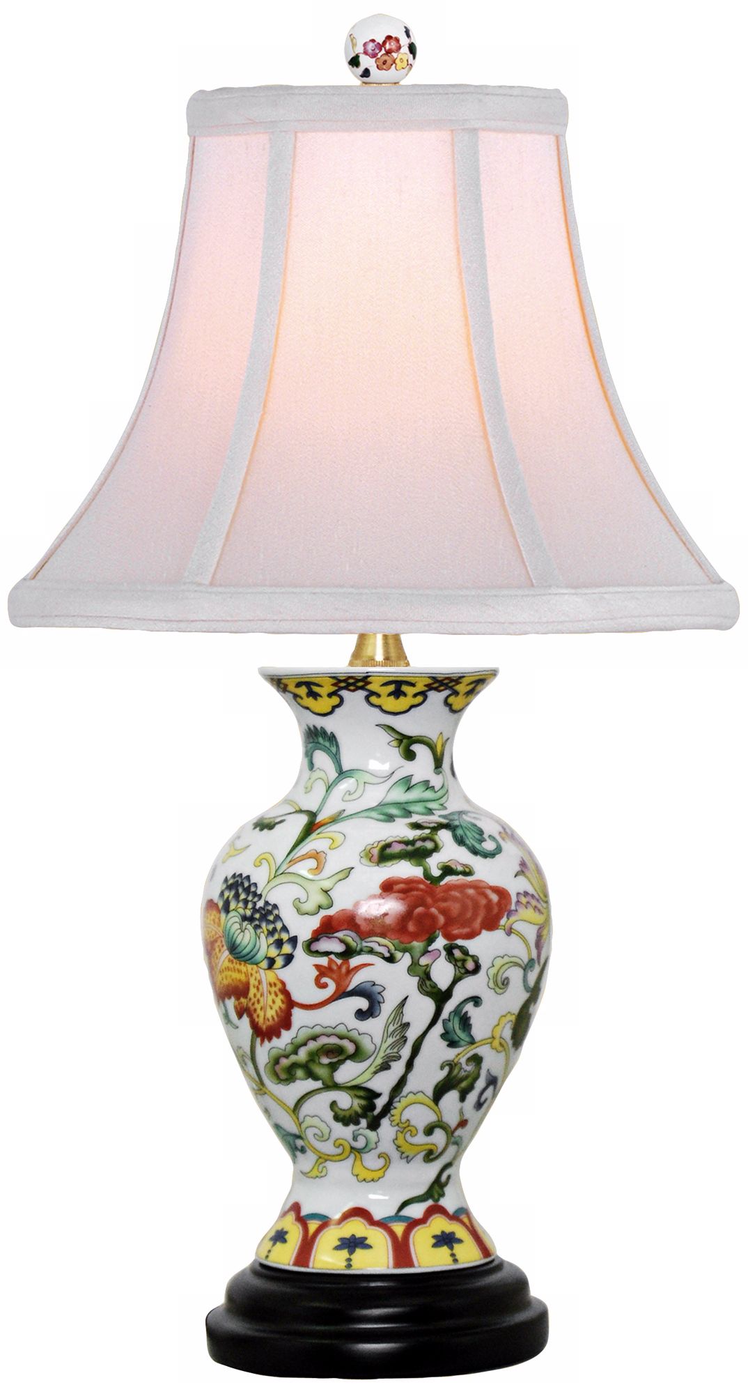 Scrolled Floral Urn Porcelain Table Lamp