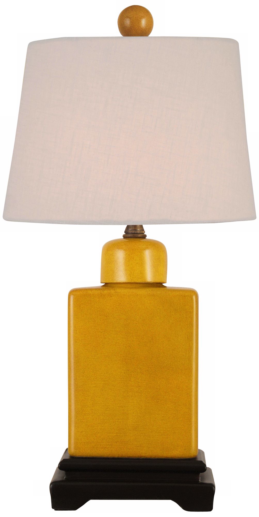 Mustard Yellow with Off-White Shade Porcelain Table Lamp