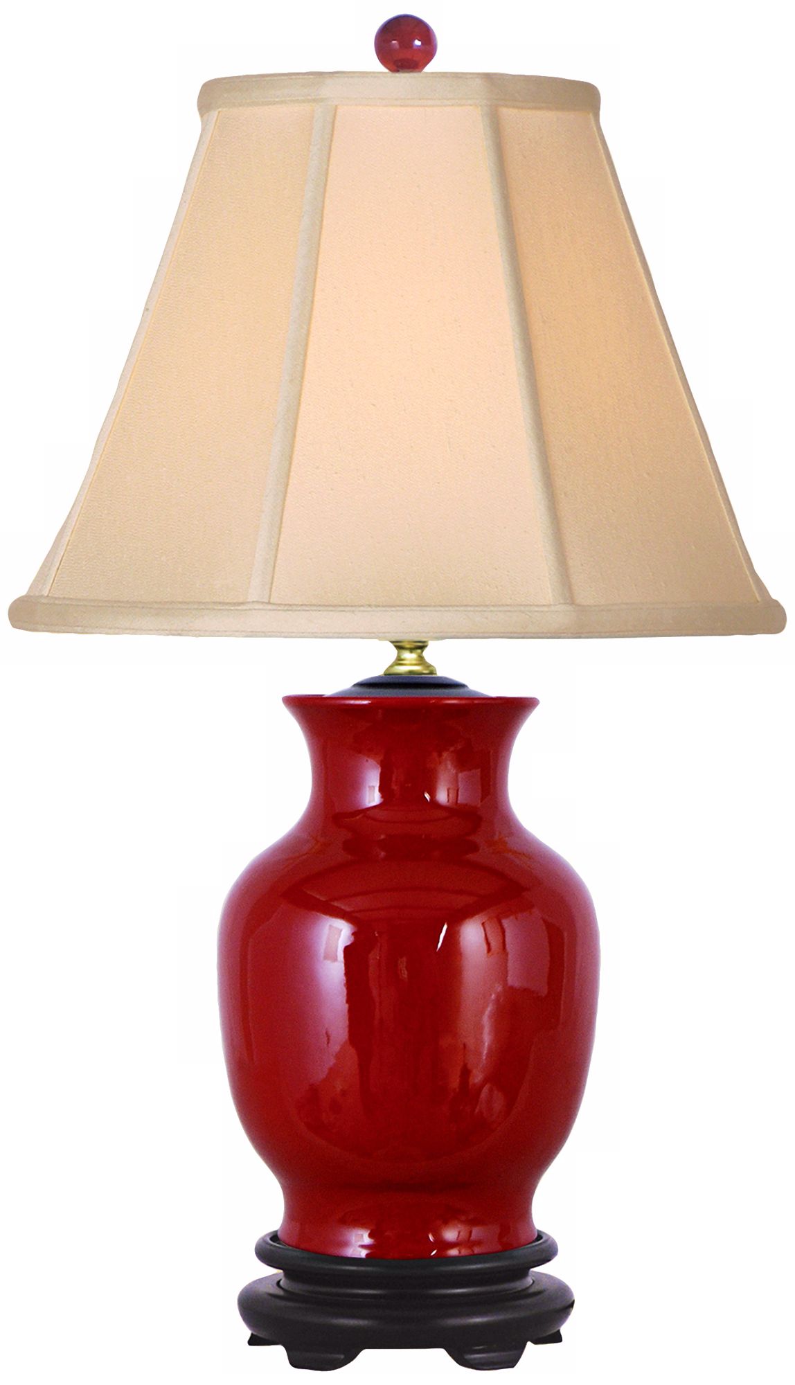 Oxblood Red Sculpted Vase Porcelain Table Lamp