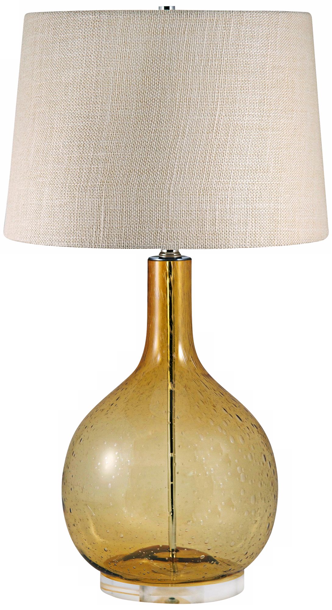 Amber Seeded Glass Table Lamp