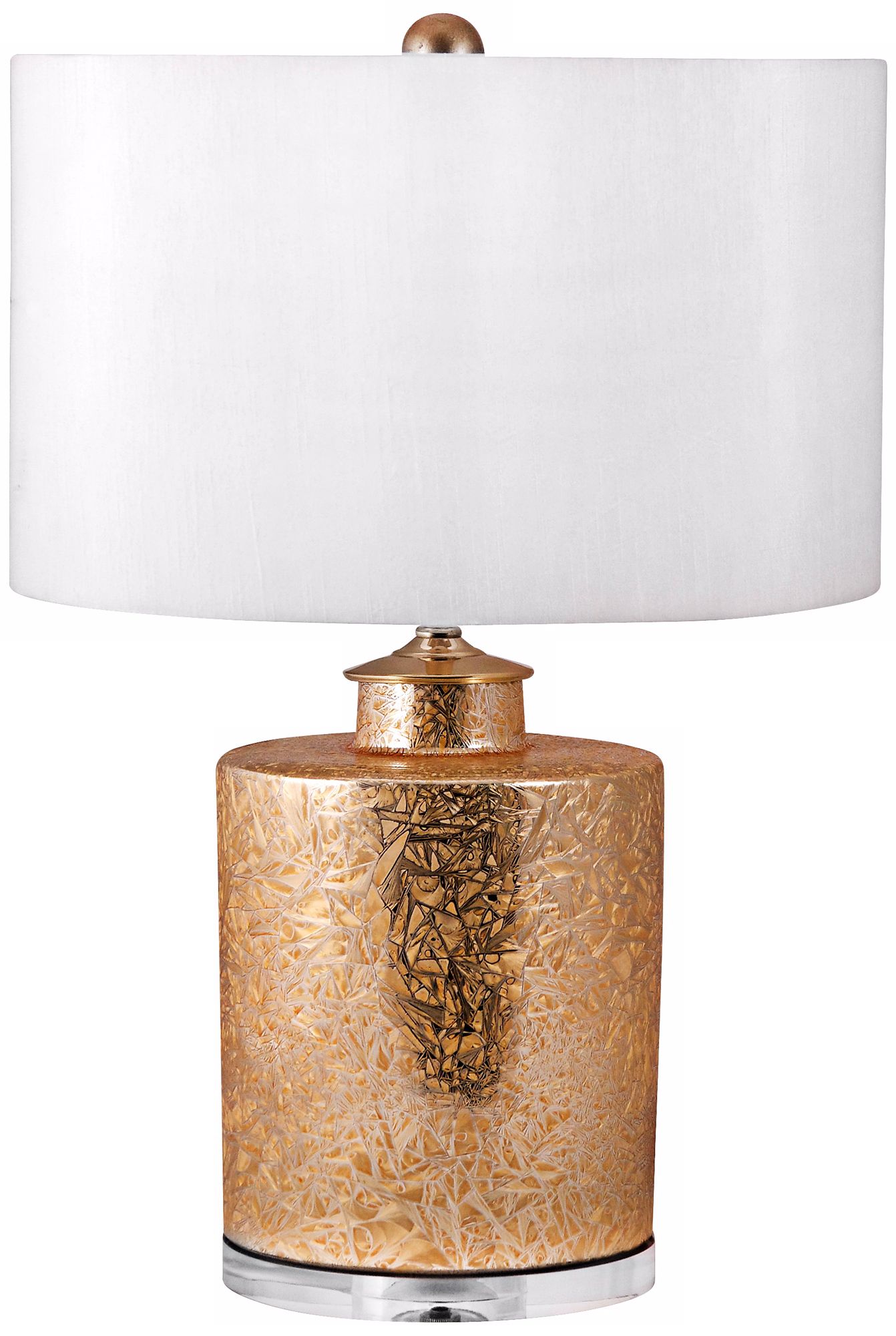 Textured Gold Cylinder Ceramic Table Lamp