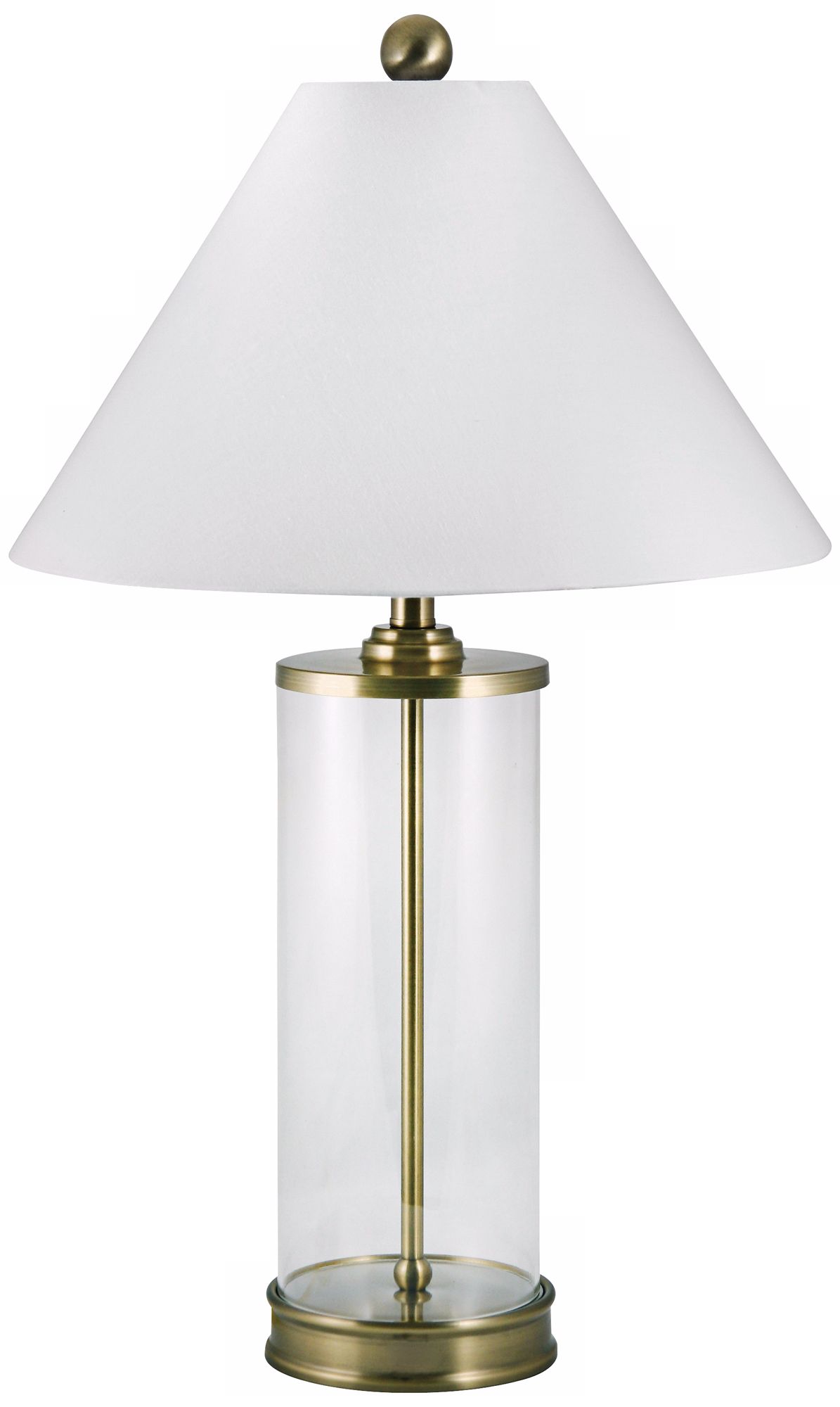 Clear Glass Cylinder Antique Brass Table Lamp