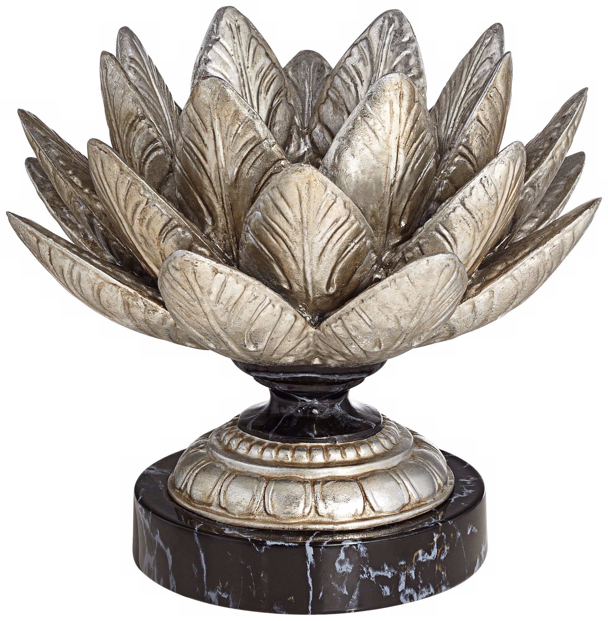 Silver Leaf Lotus Flower Candle Holder