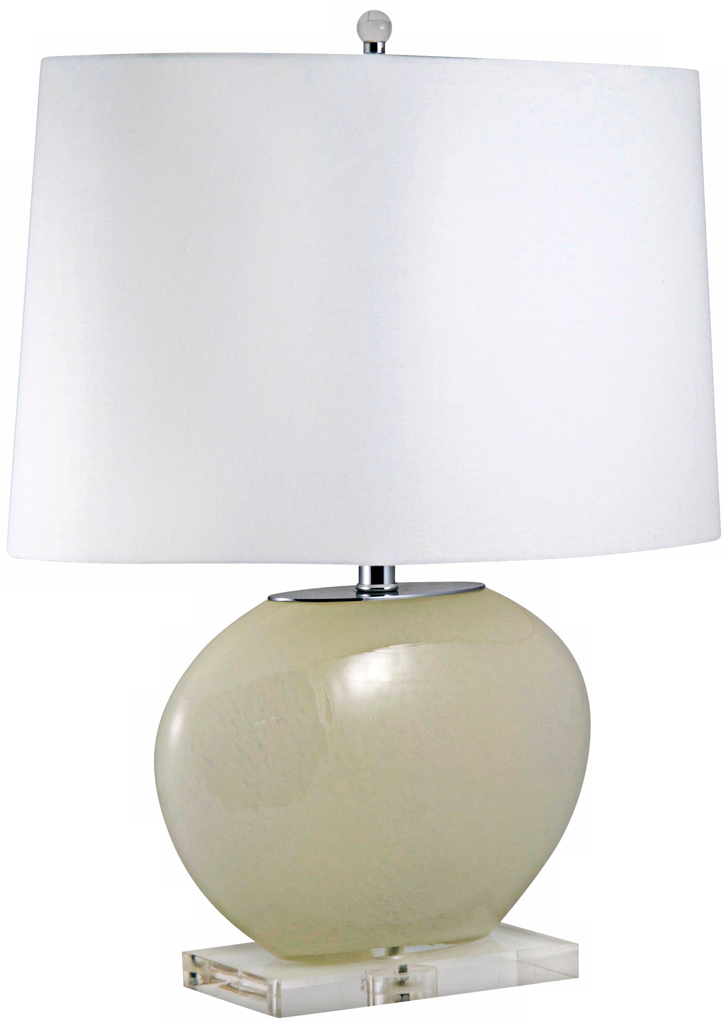 Cream Oval Glass Table Lamp