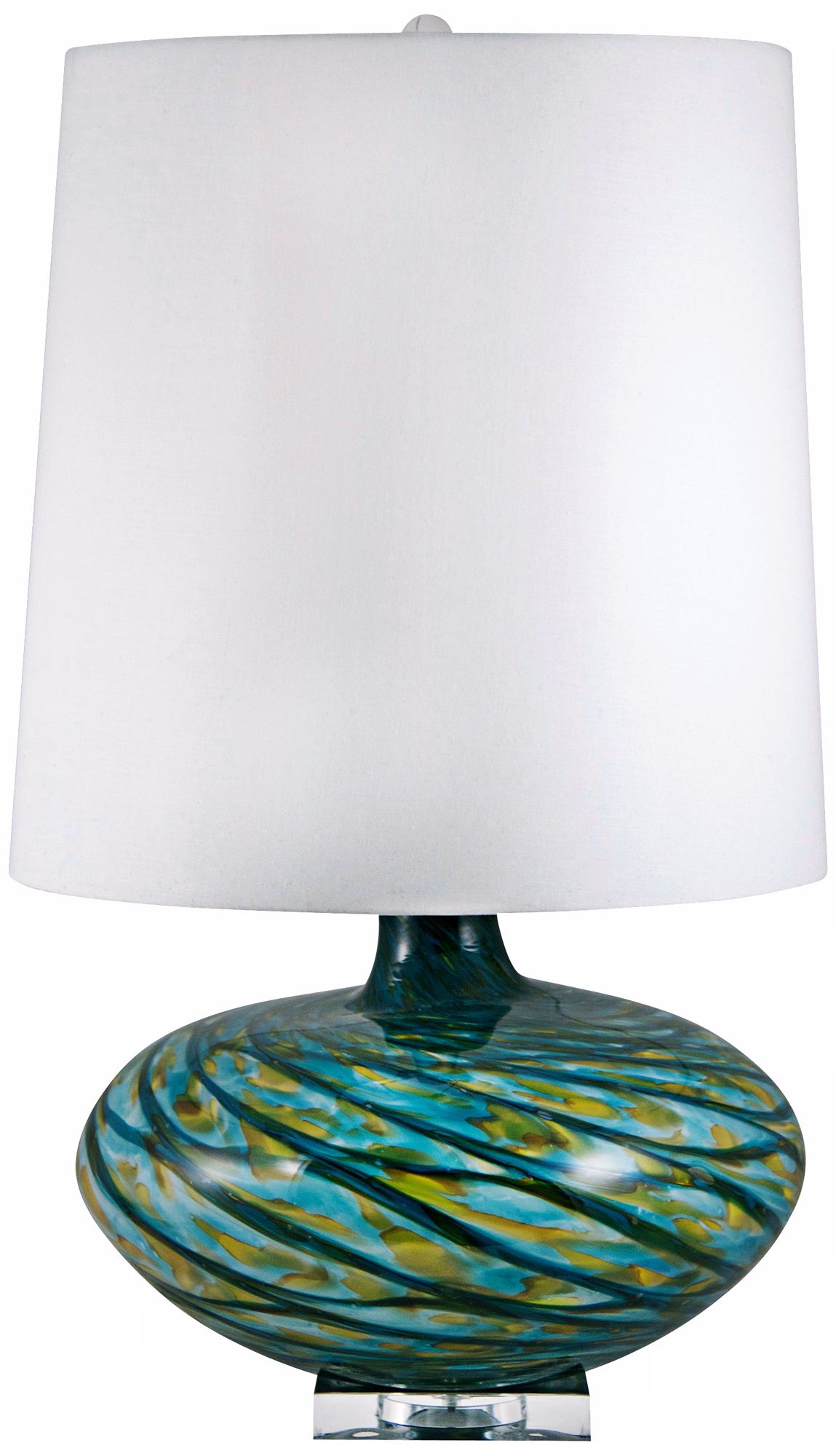 Swirl Blue Art Glass Table Lamp