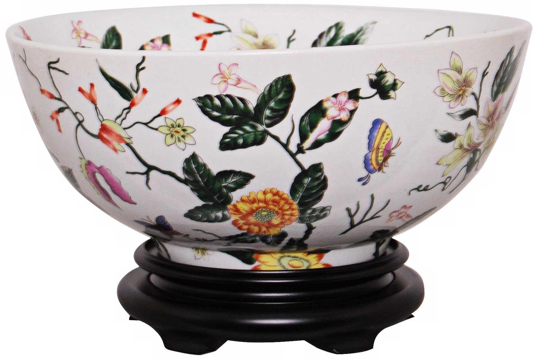 Floral Painted Porcelain Bowl with Base