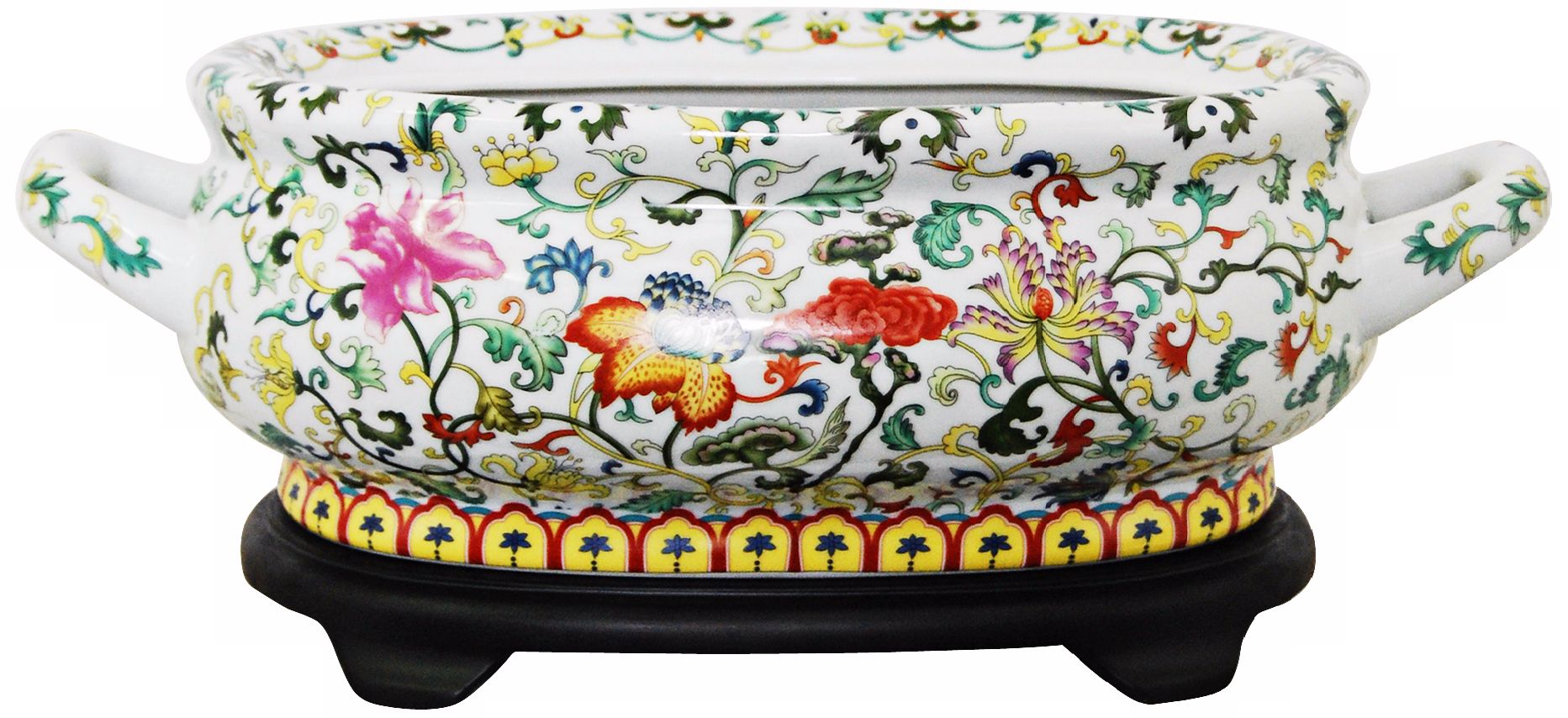 Multi-Floral Porcelain Footbath with Base
