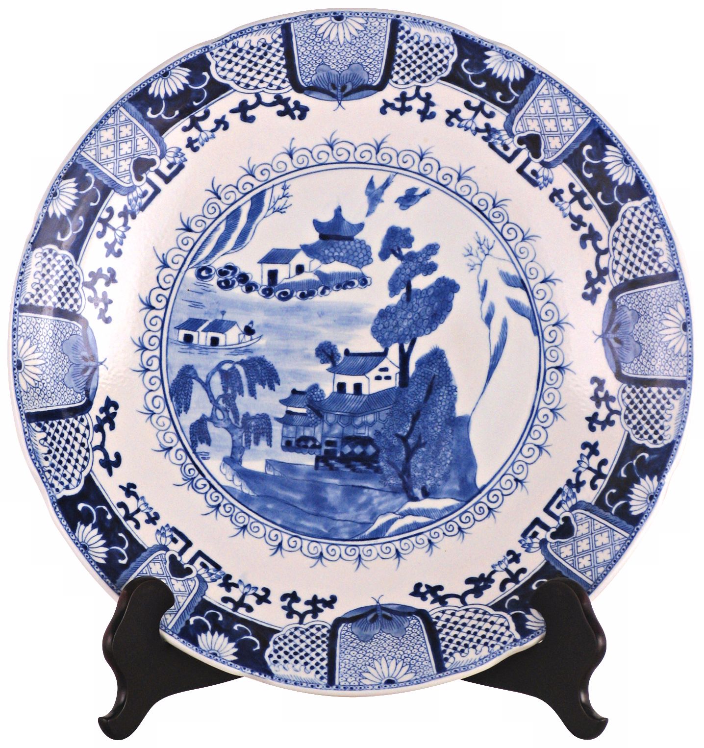 Asian Style Porcelain Plate with Stand