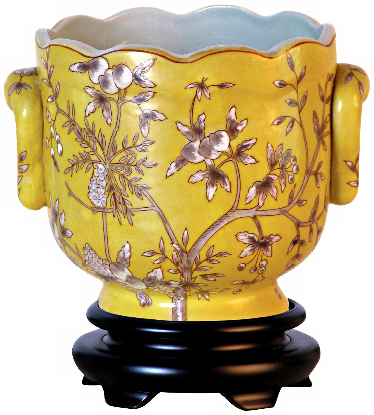 Yellow Floral Porcelain Cachepot