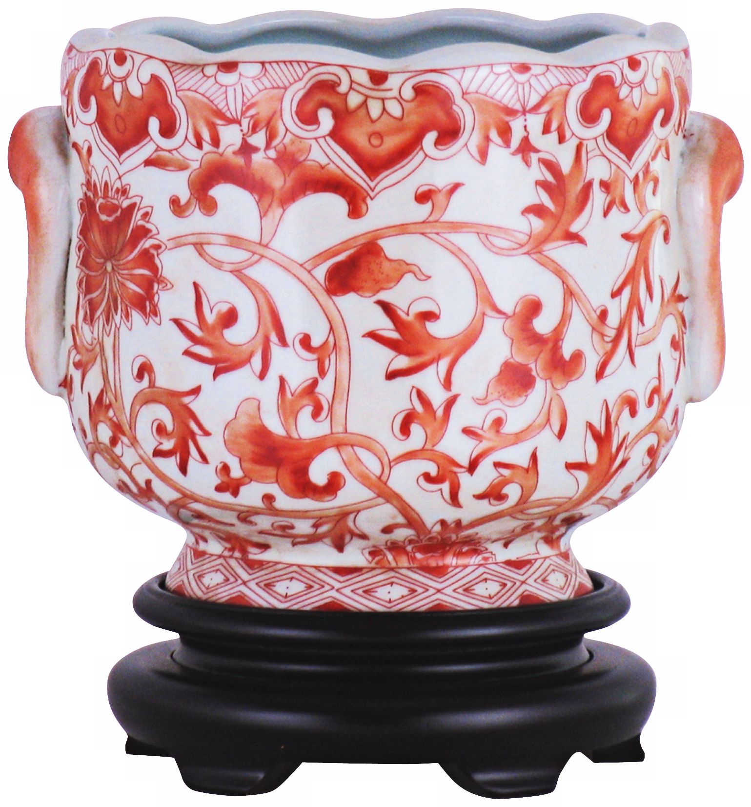 Coral Floral Porcelain Cachepot