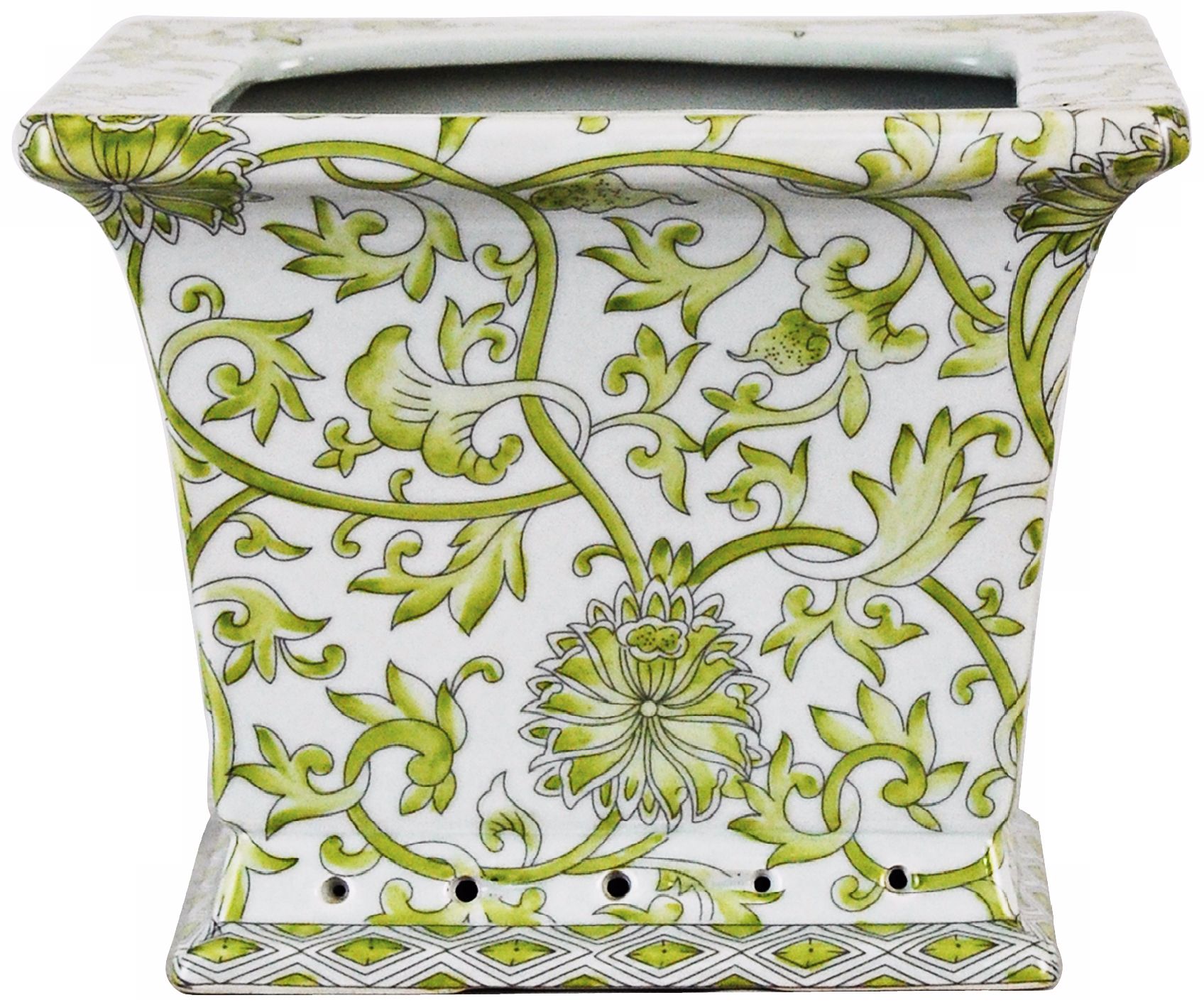 Lemon Floral Square Porcelain Cache Pot