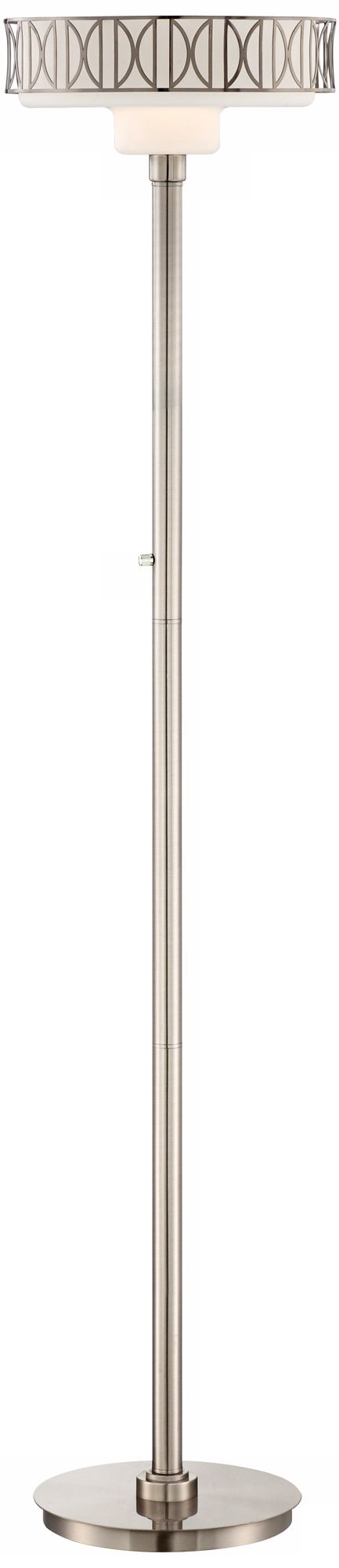 Possini Euro Design Torchiere Floor Lamp with Fretwork Trim