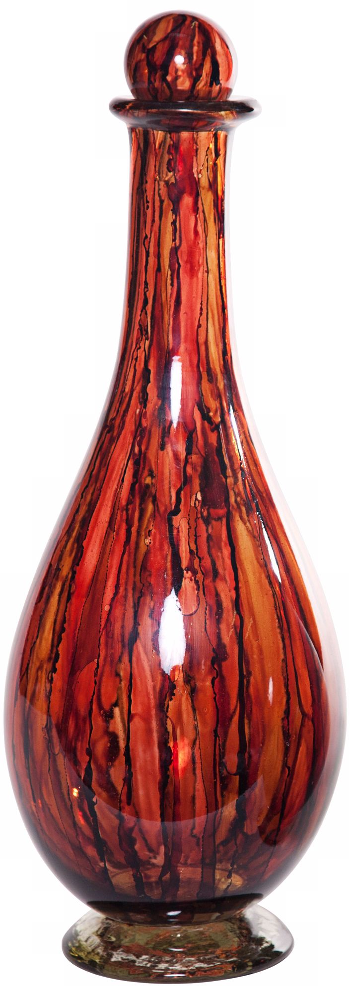 Chestnut Large Decorative Glass Bottle with Top