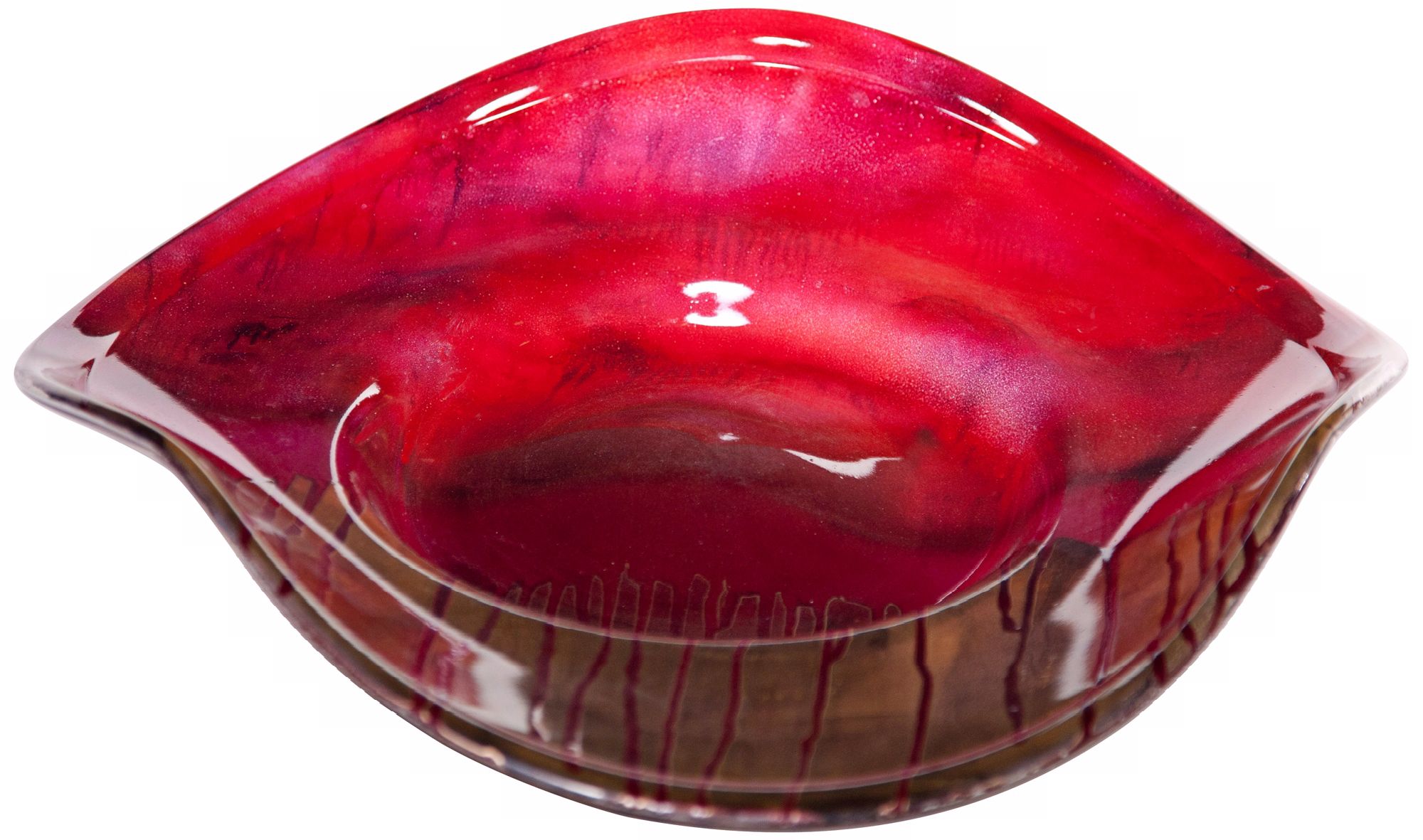 Scarlet Drip Curved Art Glass Charger Plate