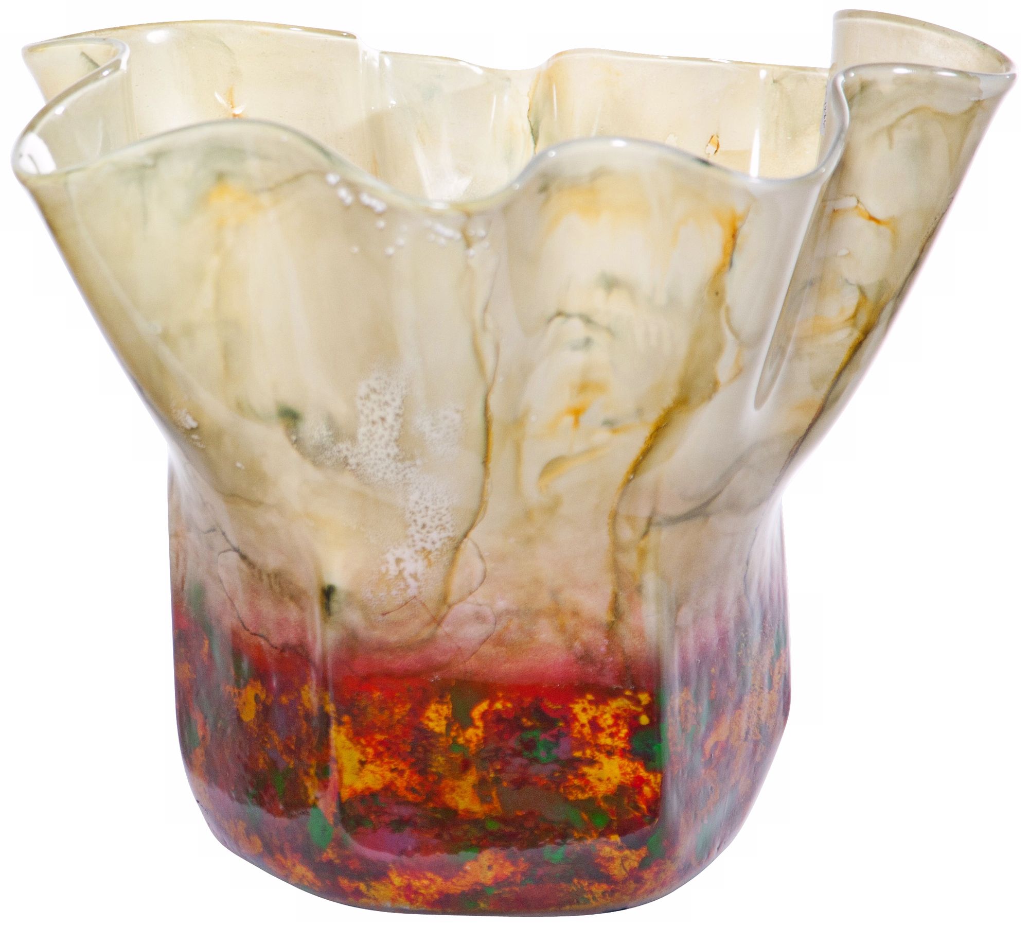 Salsa Small 17" Wide Decorative Art Glass Urn