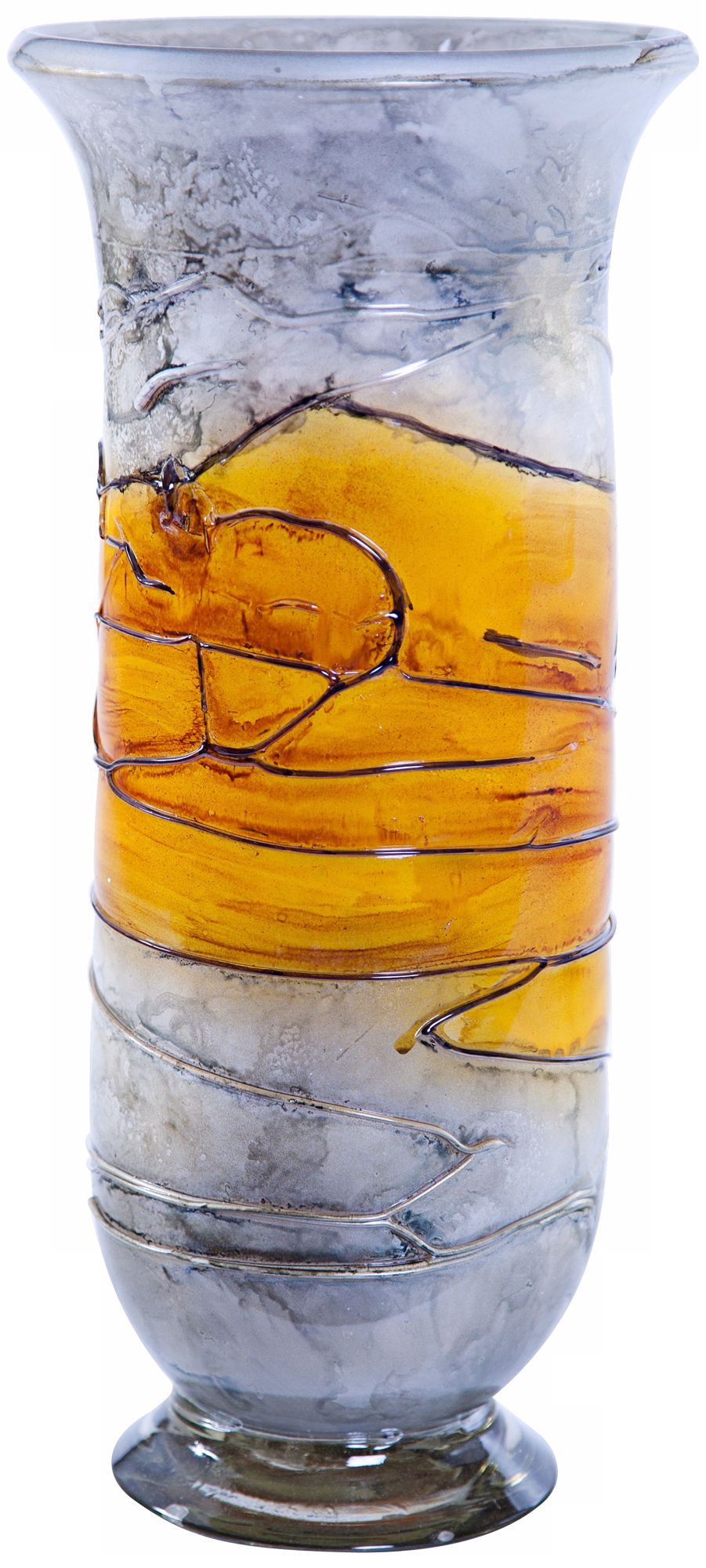 Lemon Twist Art Glass Hurricane Vase Candle Holder