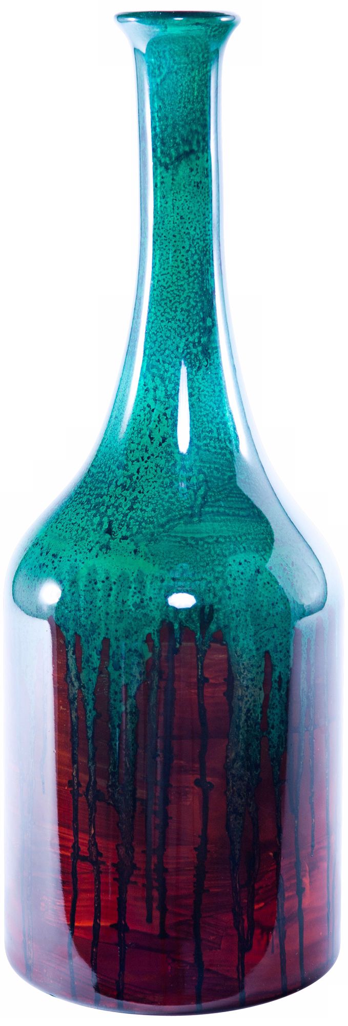 Envy Green and Red Decorative Glass Bottle