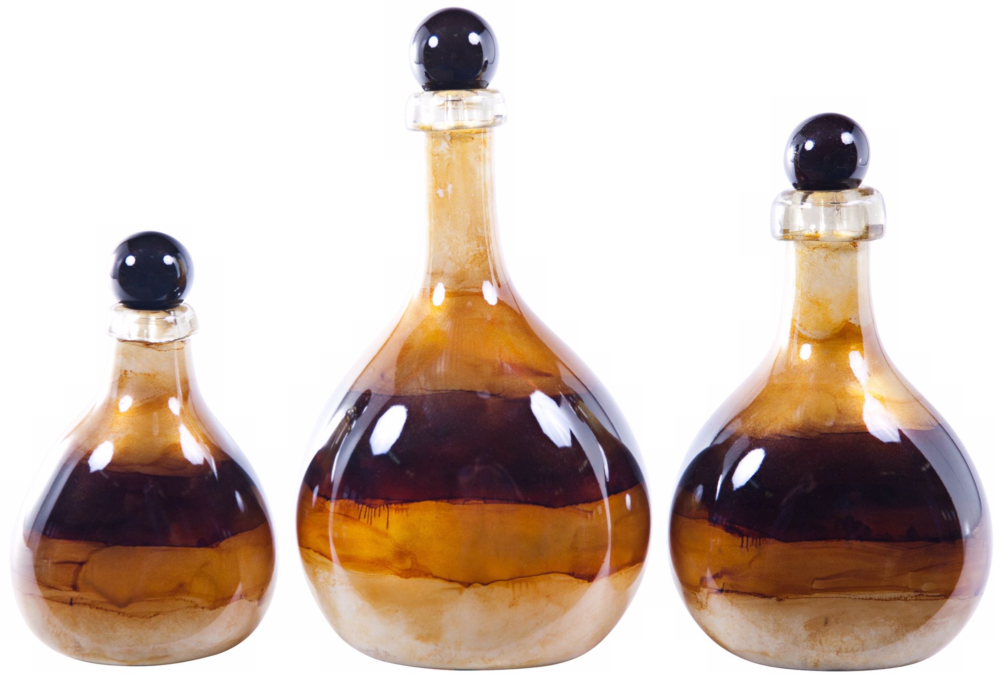 Set of 3 Goldcoast Decorative Glass Bottles with Tops