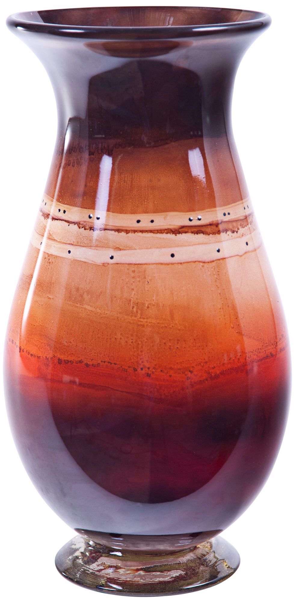 Cranberry Art Glass Urn Candle Holder Vase