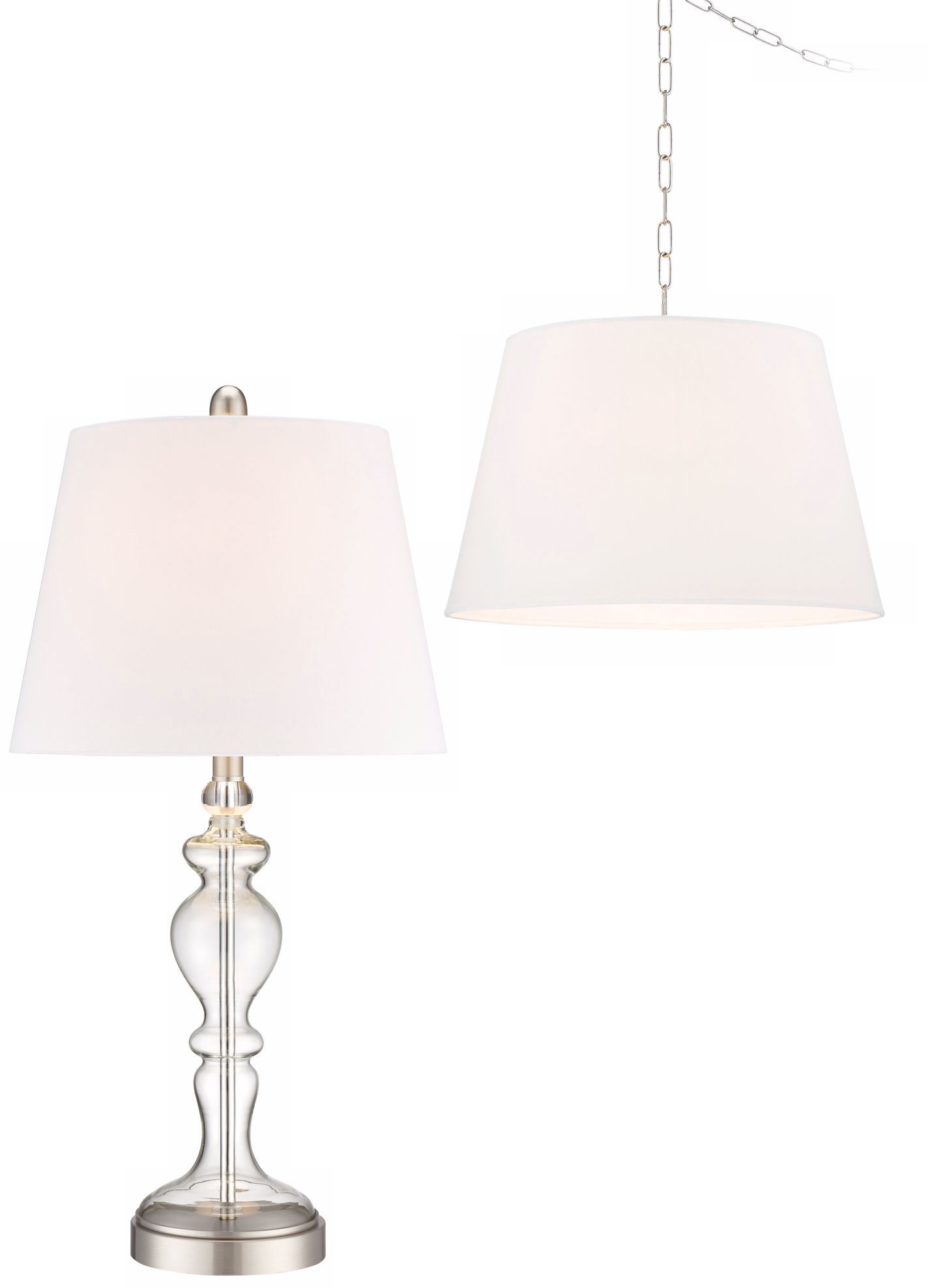Apothecary Urn Table Lamp and Swag Pendant Lighting Set
