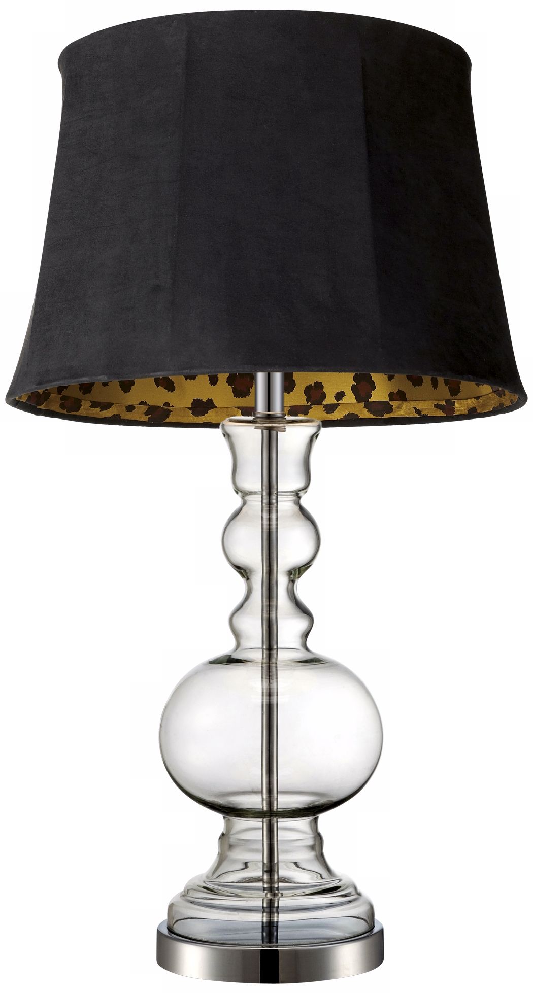 Black Faux Suede Clear Glass Vase Table Lamp