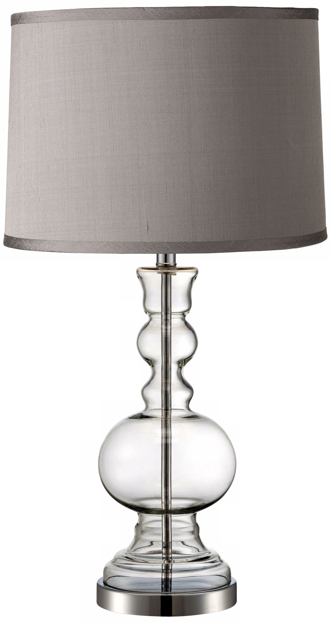 Platinum Grey Dupioni Clear Glass Vase Table Lamp