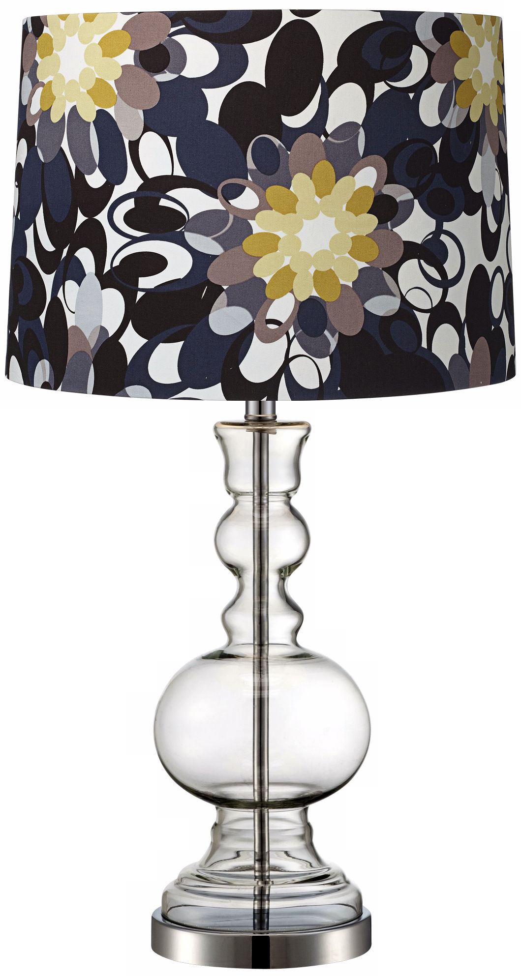 Black and Olive Clear Glass Vase Table Lamp