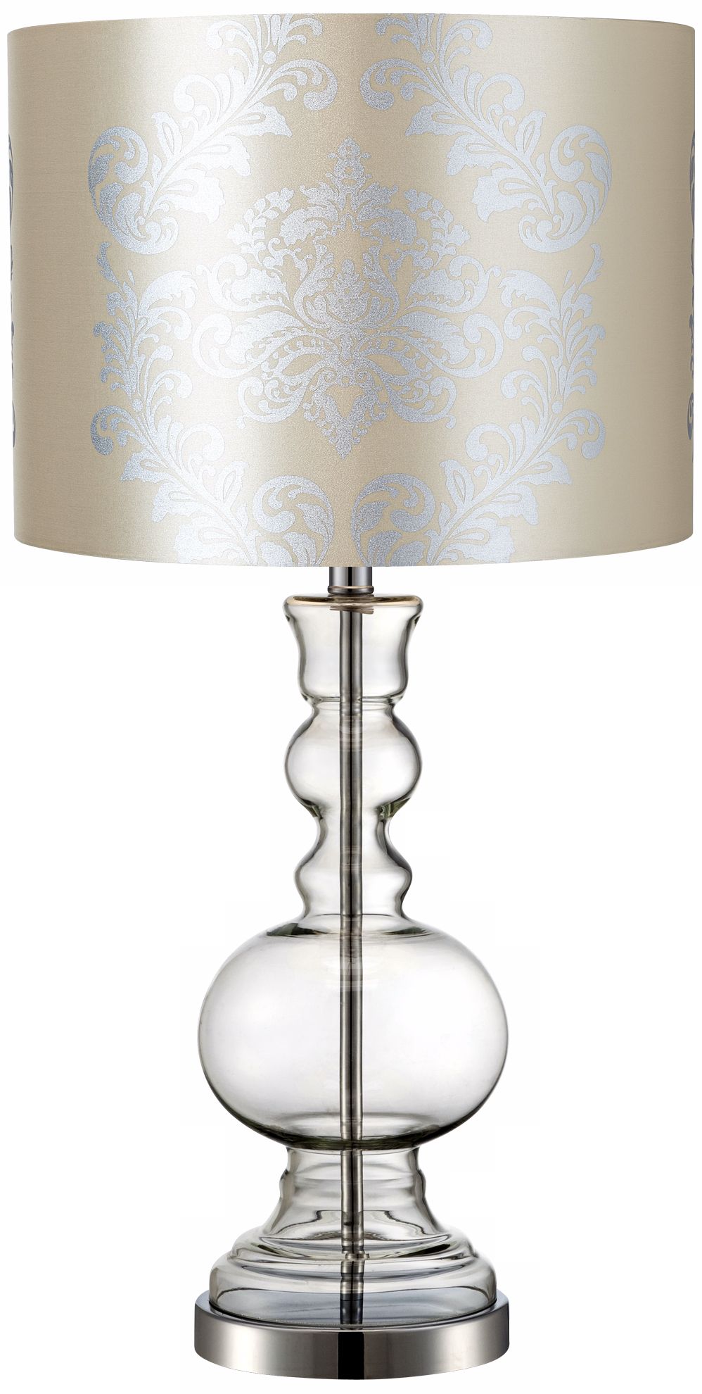 Silver Graphic Clear Glass Vase Table Lamp